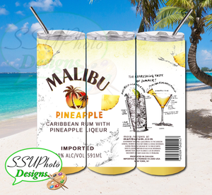 Malibu Bottle Pineapple 20 OZ Skinny TumblerD Digital Design