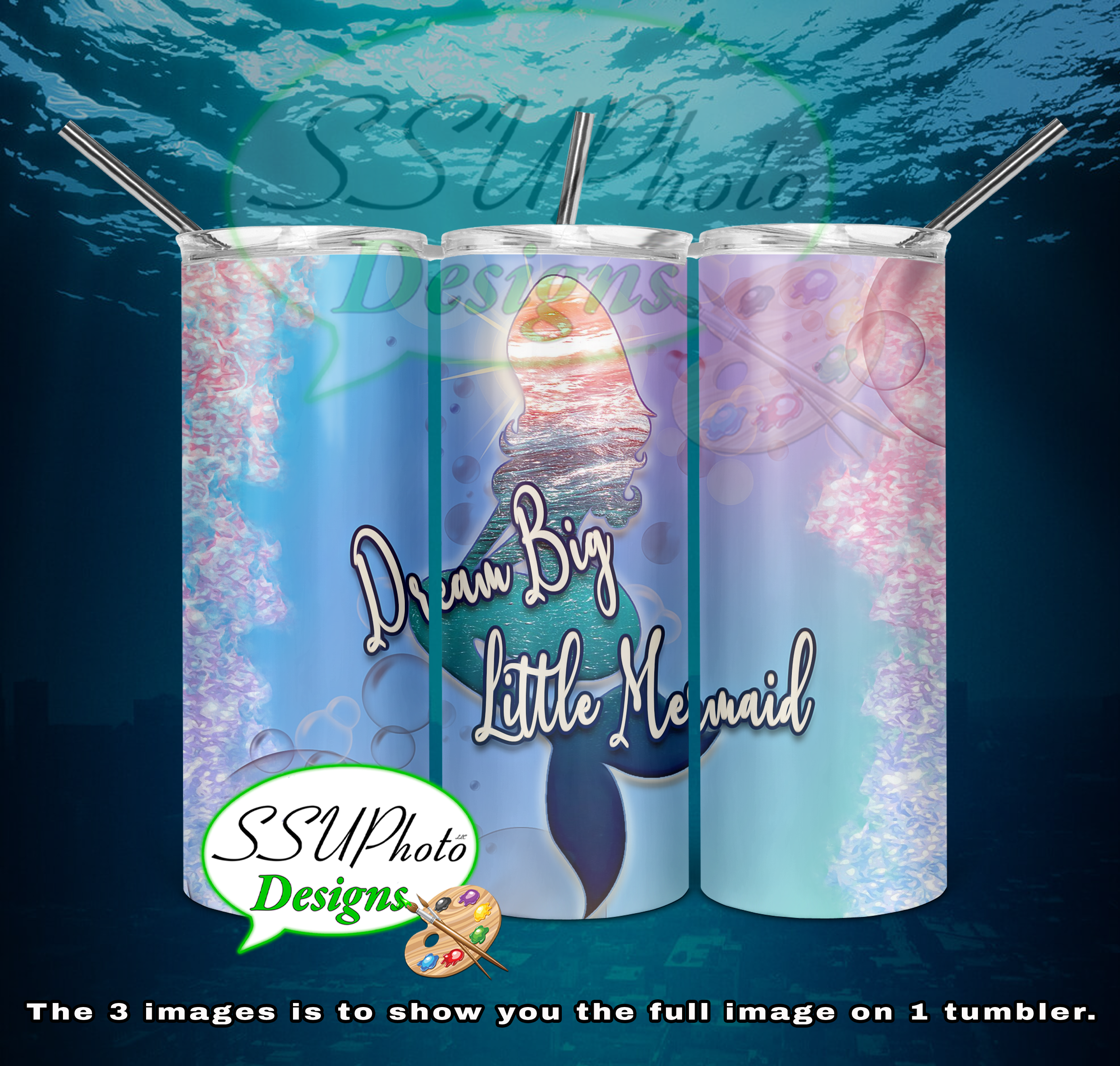 Mermaid Collection 20 OZ Skinny TumblerD Digital Design
