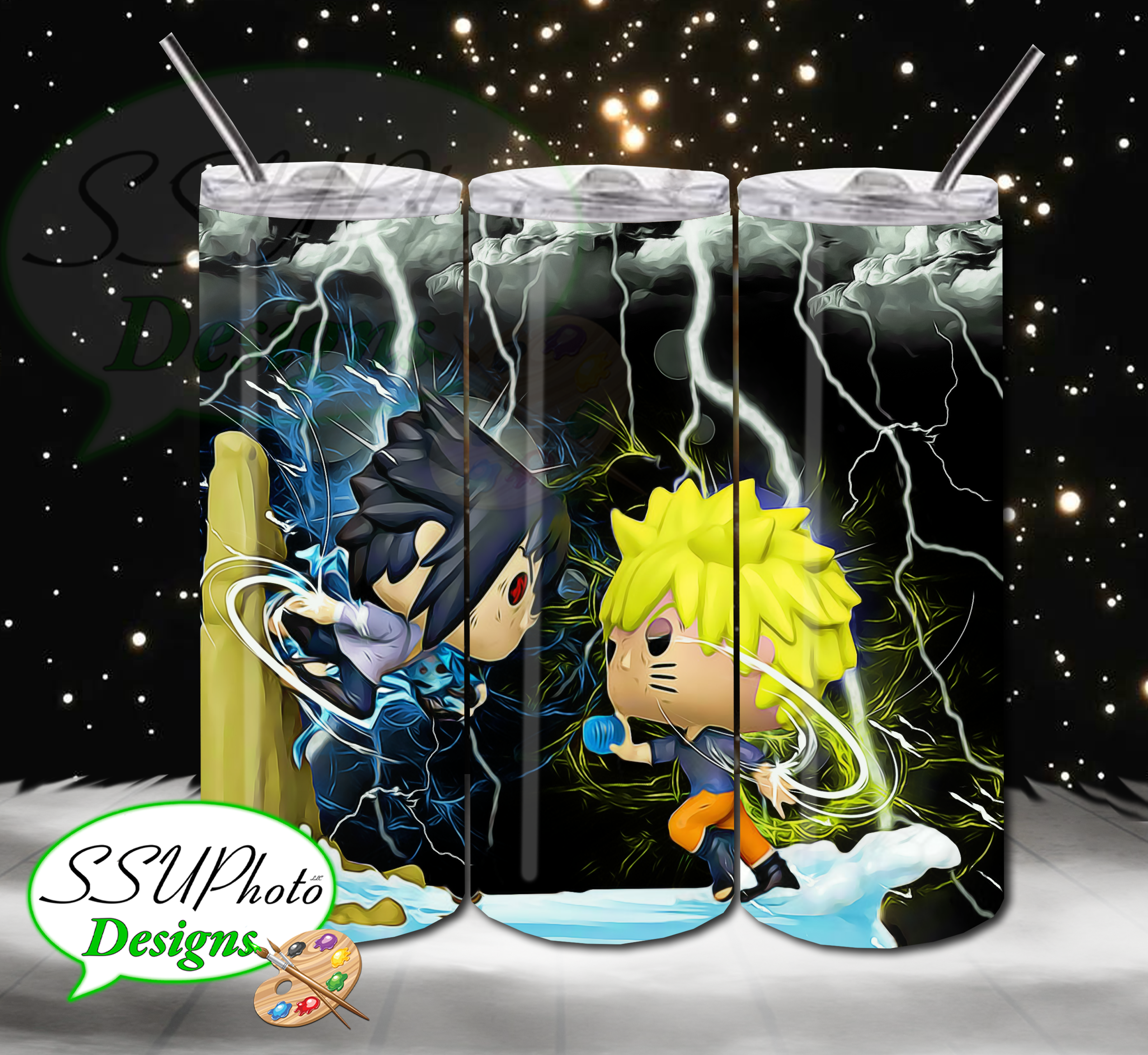 Naruto vs Sasuke 20 oz and 30oz OZ Skinny TumblerD Digital Design