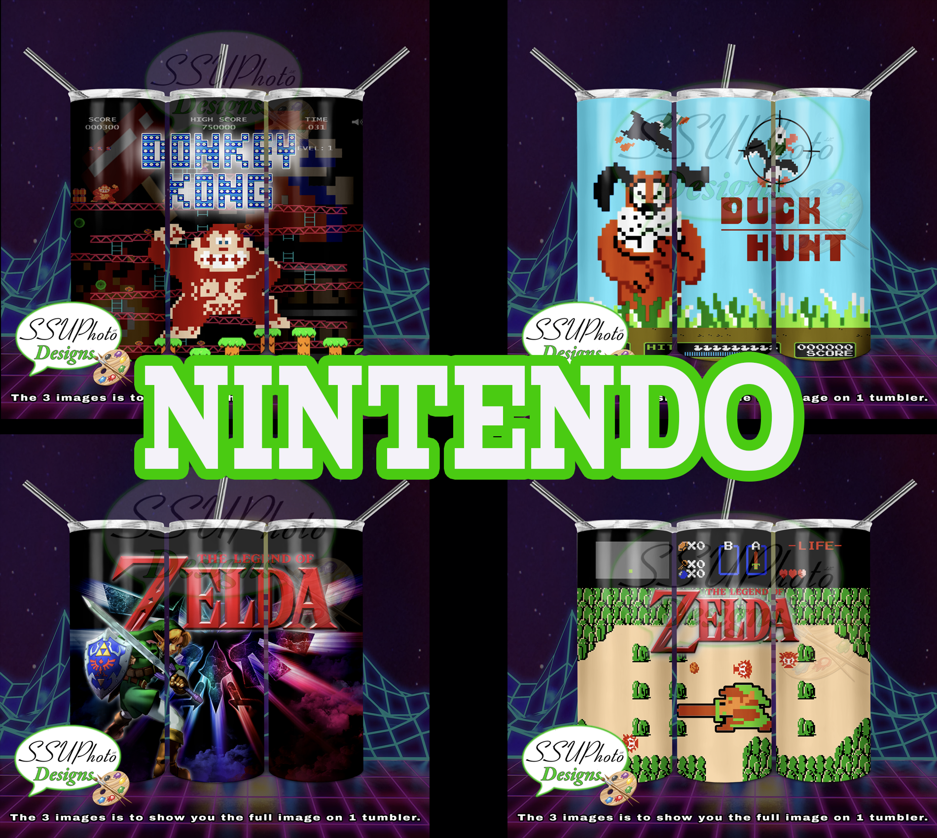 Nintendo Collection 20 OZ Skinny TumblerD Digital Design