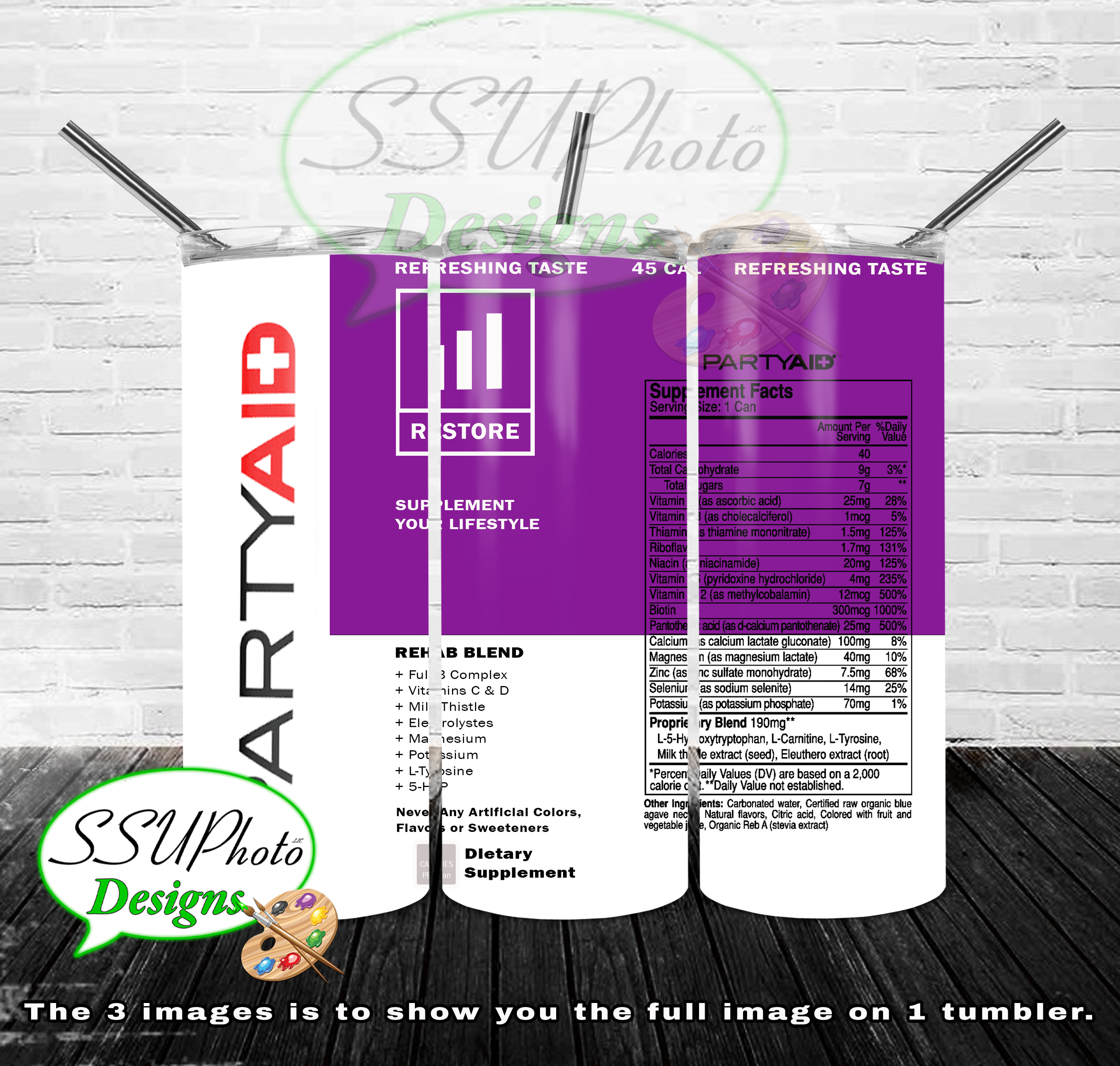 Party Aid 20 oz and 30oz OZ Skinny TumblerD Digital Design