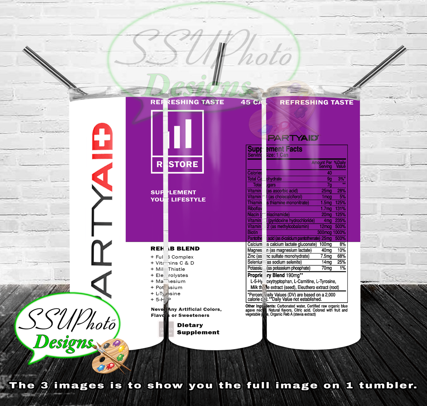 Party Aid 20 oz and 30oz OZ Skinny TumblerD Digital Design