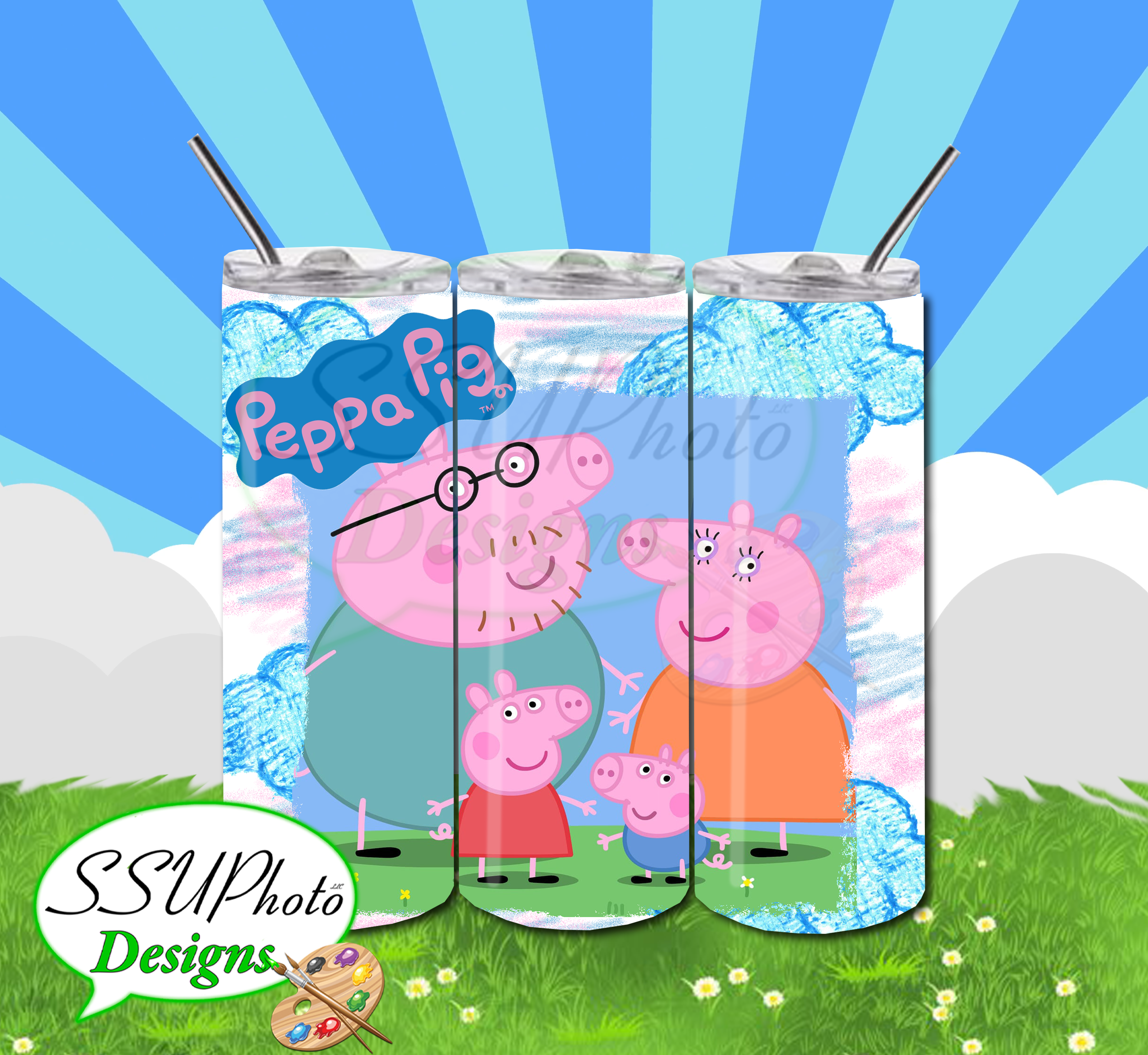 Peppa Pig 20 OZ Skinny TumblerD Digital Design