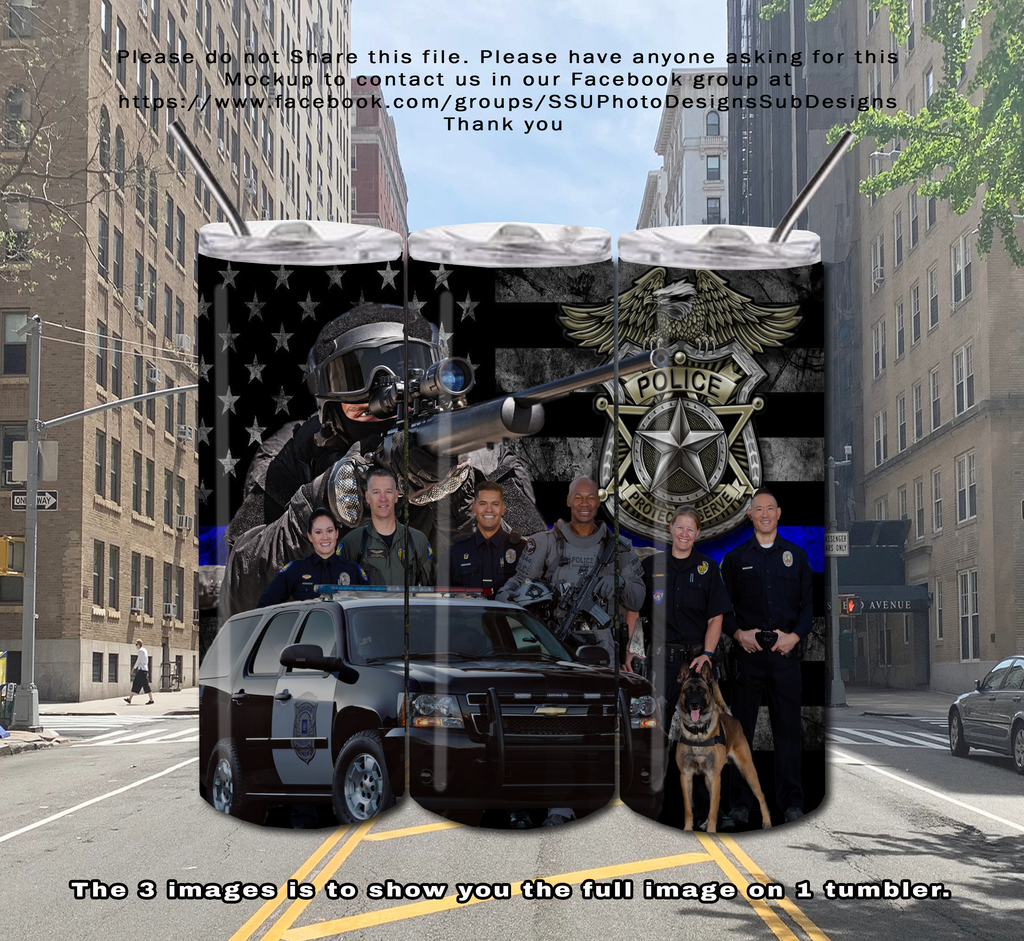 Police 20 OZ Skinny TumblerD Digital Design