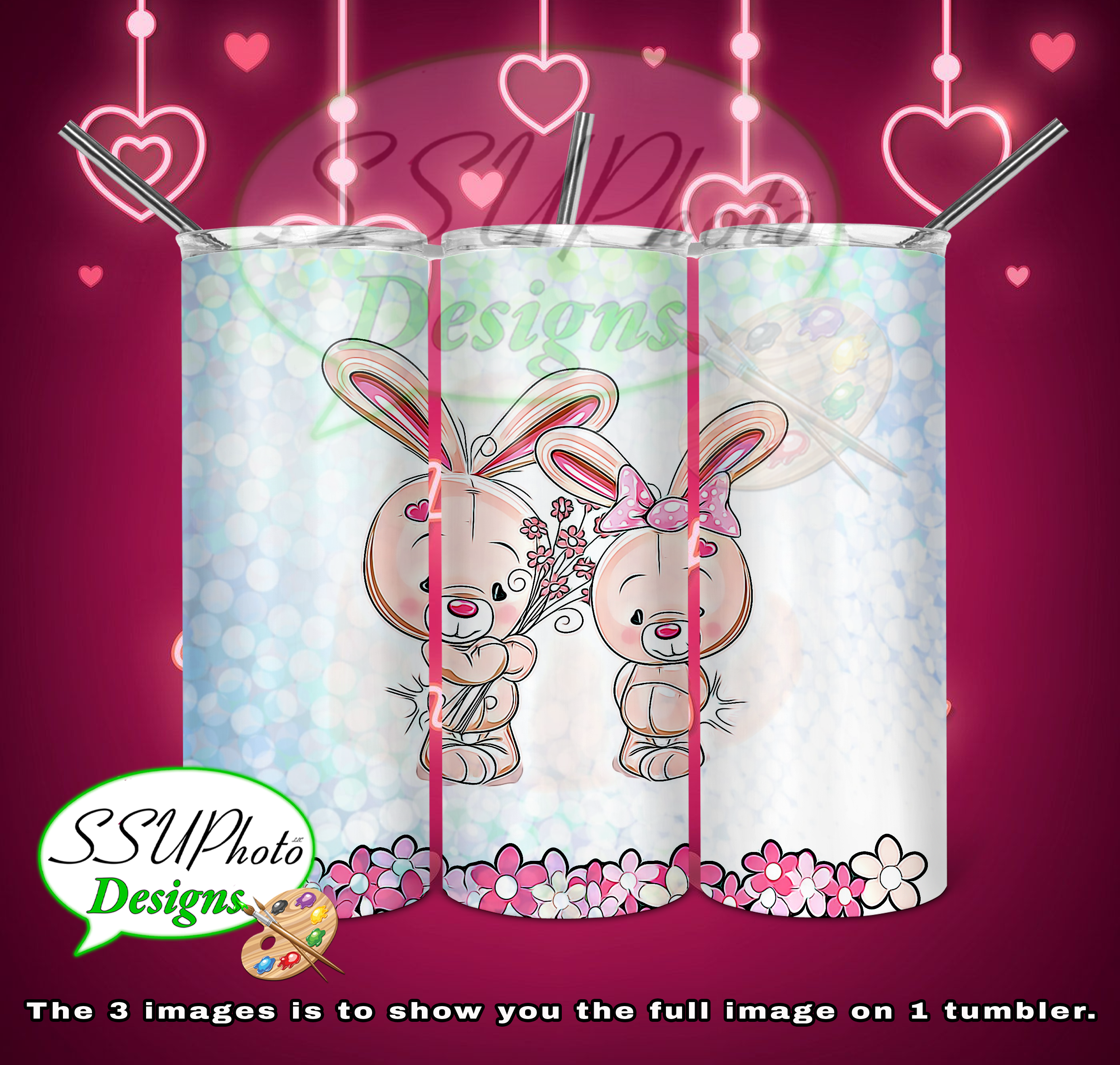 Valentine's Animal Collection 20 OZ Skinny TumblerD Digital Design