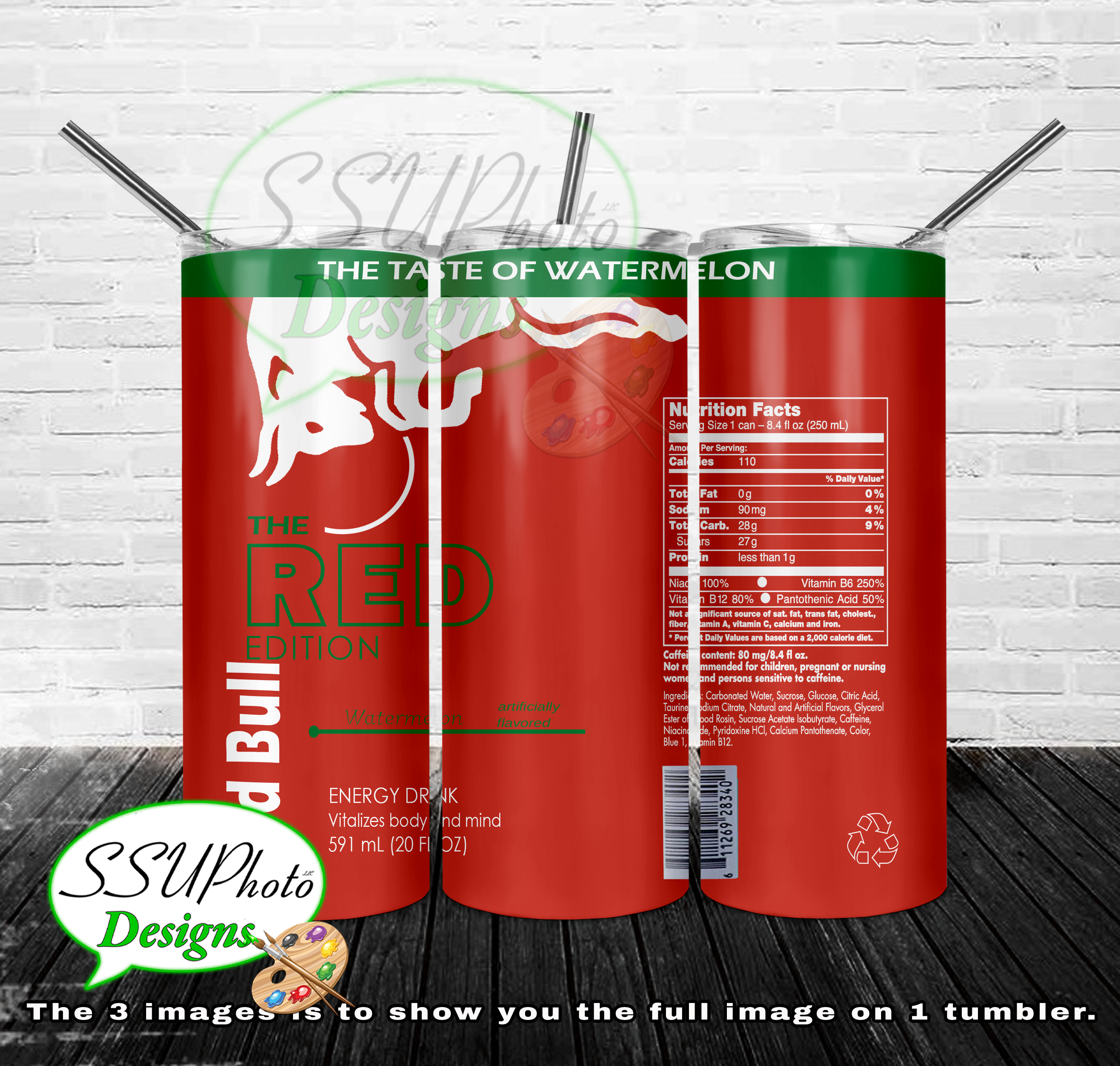 Red Bull Collection 20 OZ Skinny TumblerD Digital Design