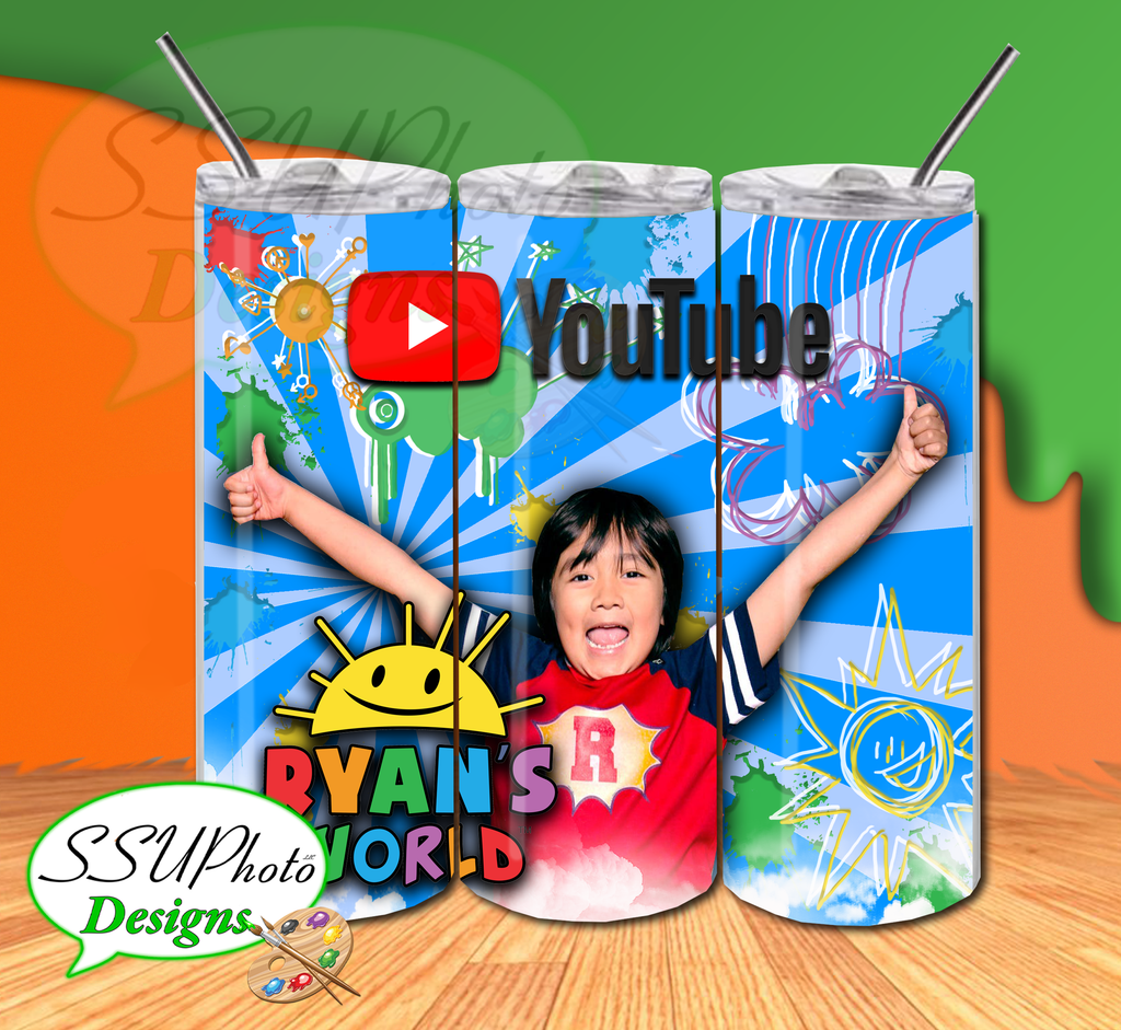 Ryan The You Tube Kid 20 OZ Skinny TumblerD Digital Design
