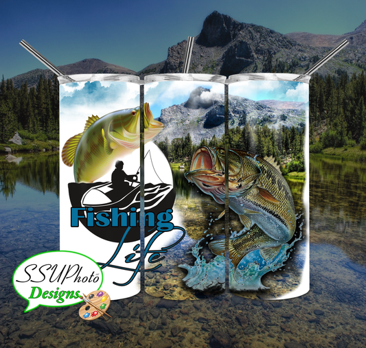 Fishing 20 oz and 30oz OZ Skinny TumblerD Digital Design