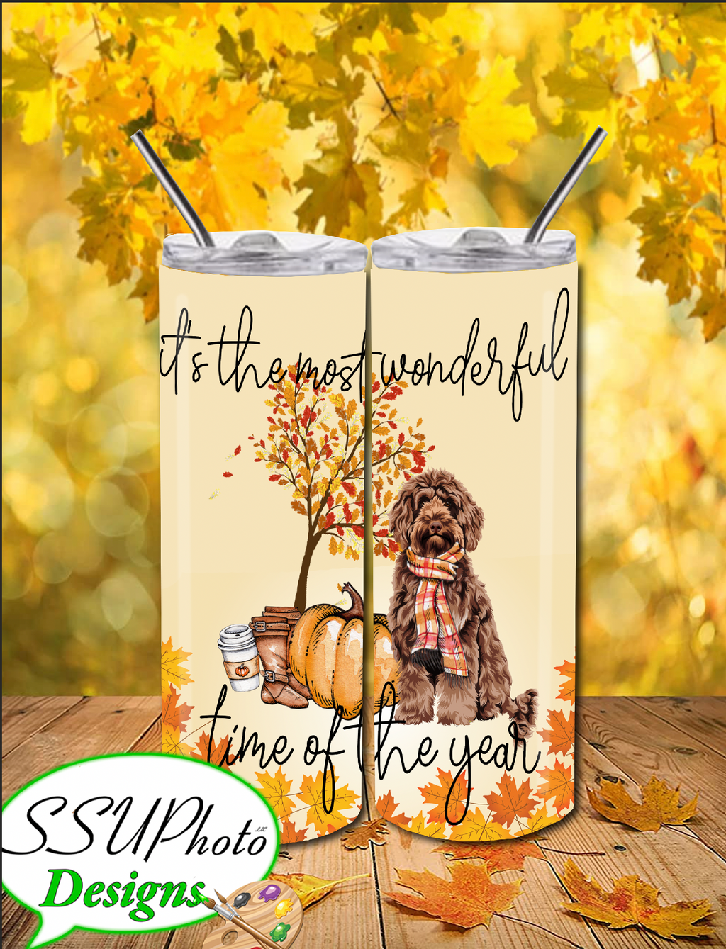 Most wonderful time of year Fall with a Doodle Tumbler