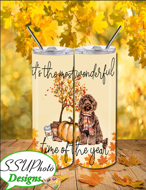 Most wonderful time of year Fall with a Doodle Tumbler