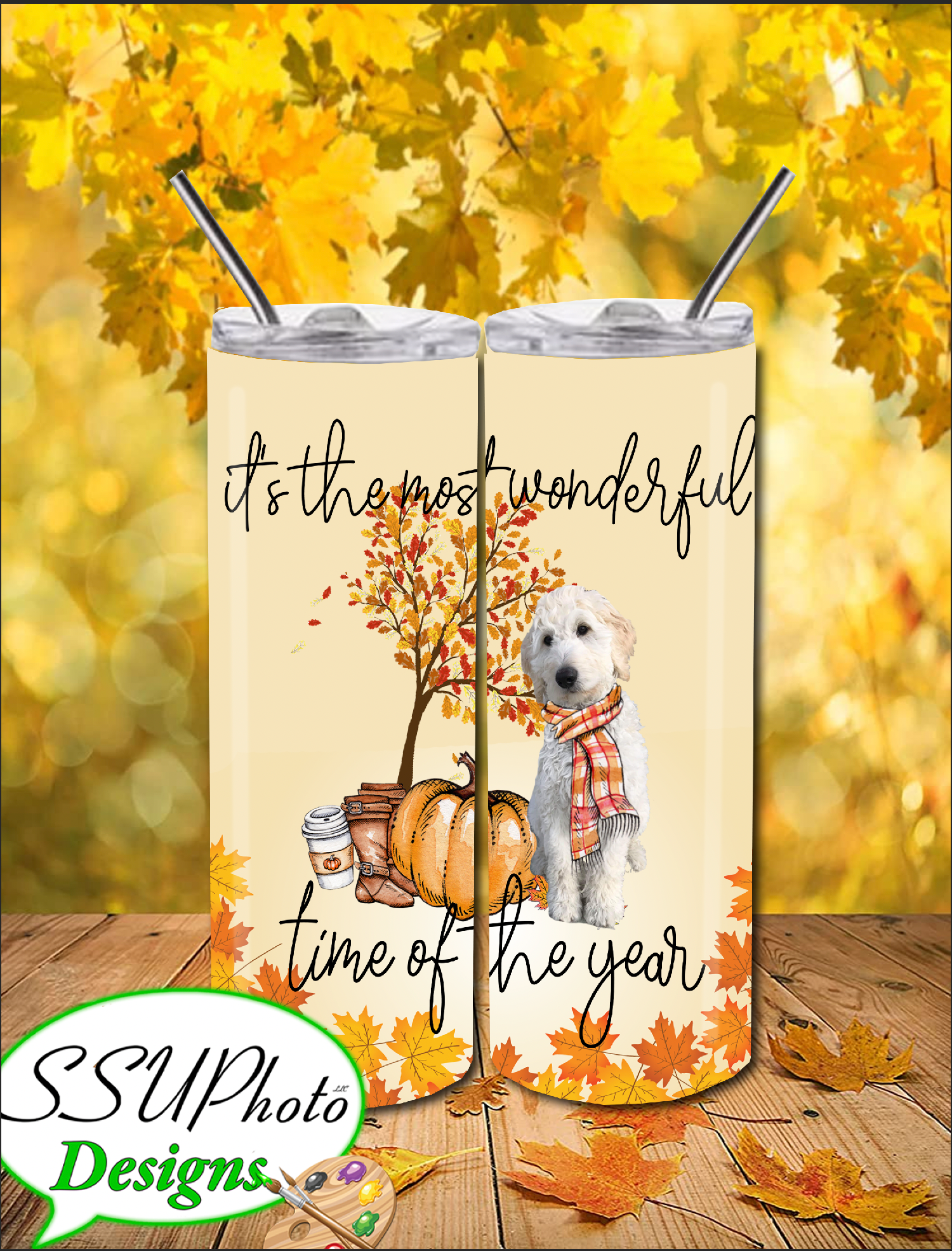 Most wonderful time of year Fall with a Doodle Tumbler