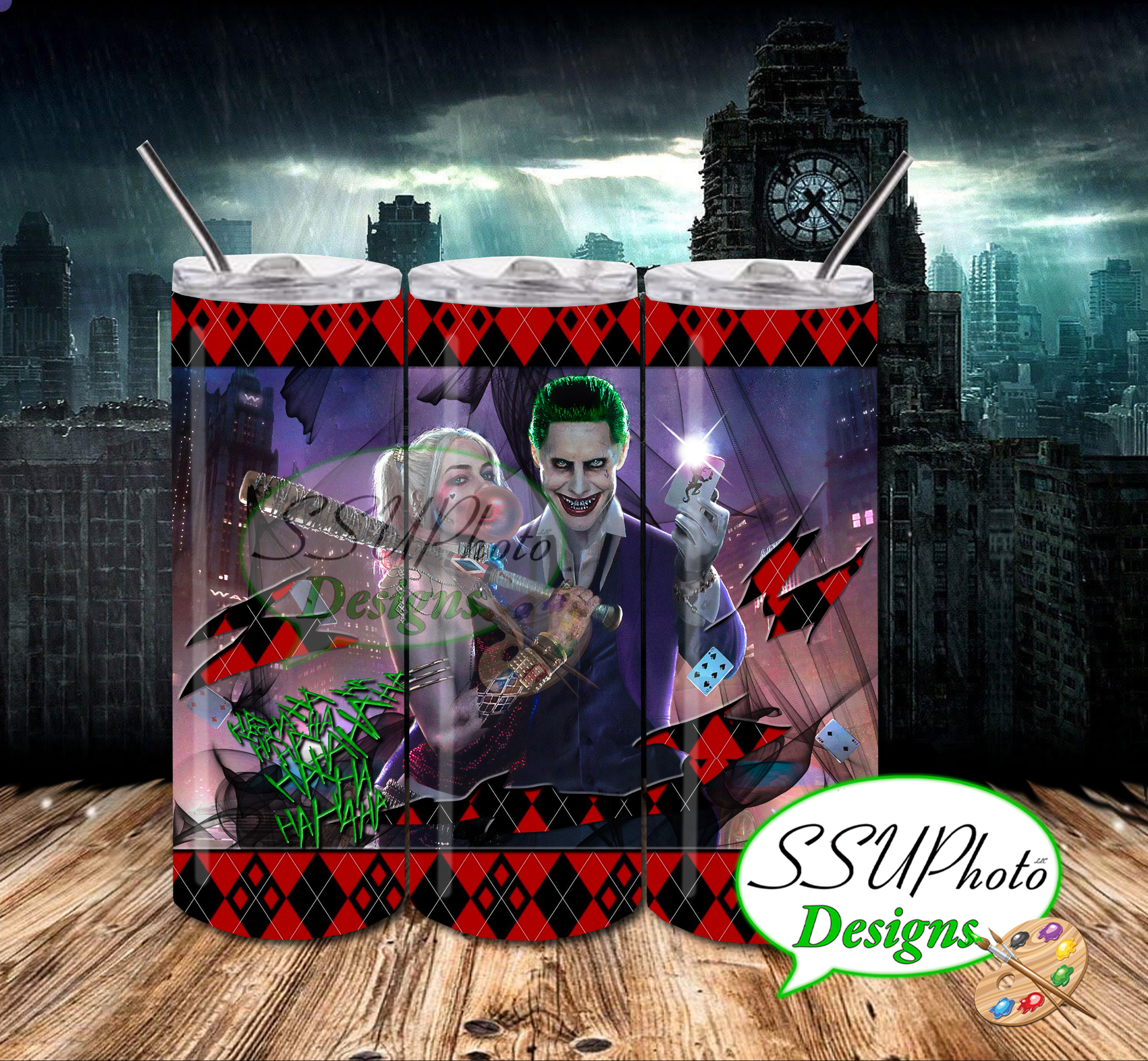 JokersQuinn 20 OZ Skinny TumblerD Digital Design