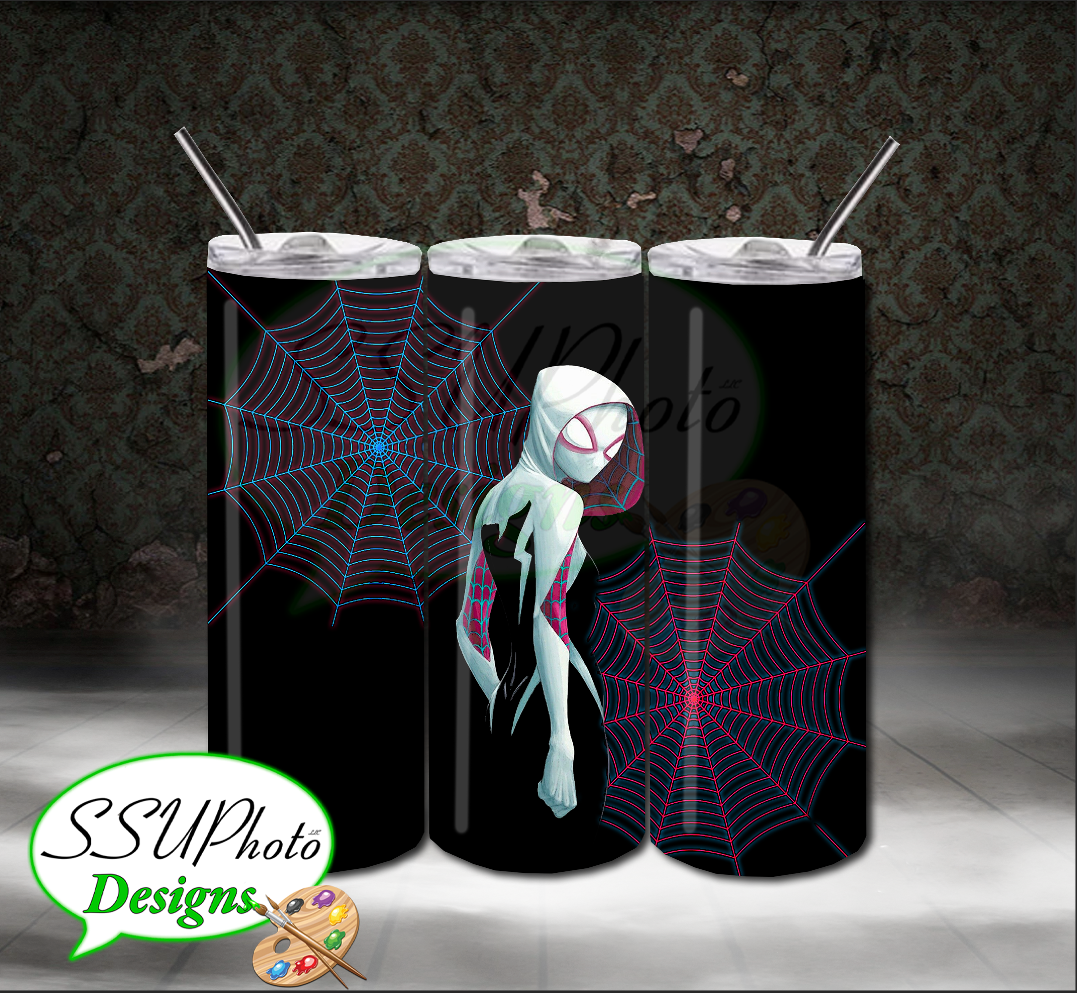 Spider Gwen1 20 OZ Skinny TumblerD Digital Design