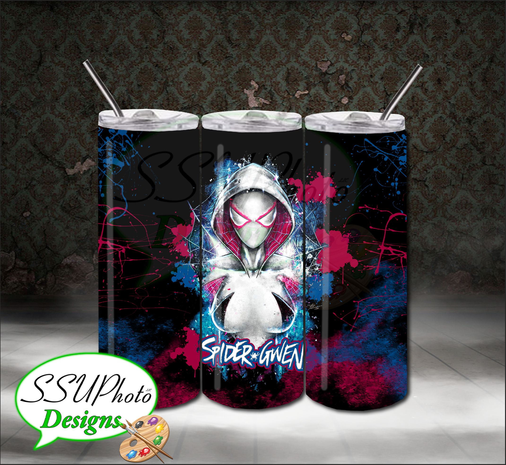 Spider Gwen2 20 OZ Skinny TumblerD Digital Design