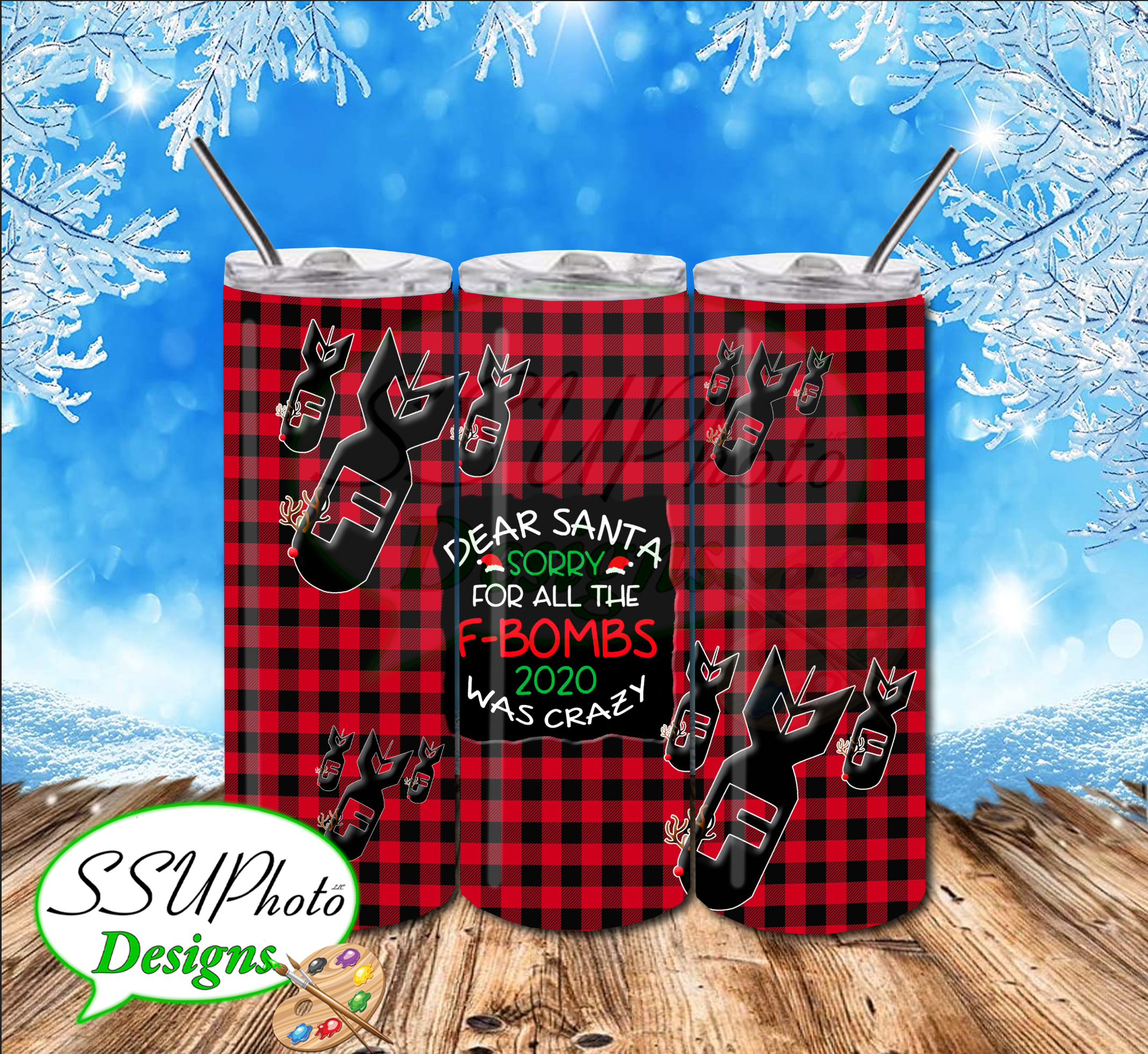 Sorry SanFbombs 20 OZ Skinny TumblerD Digital Design
