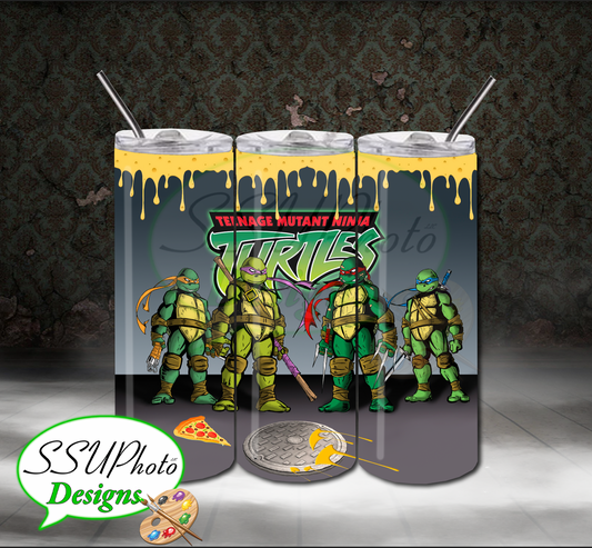 TNMT pizza time 20 OZ Skinny TumblerD Digital Design