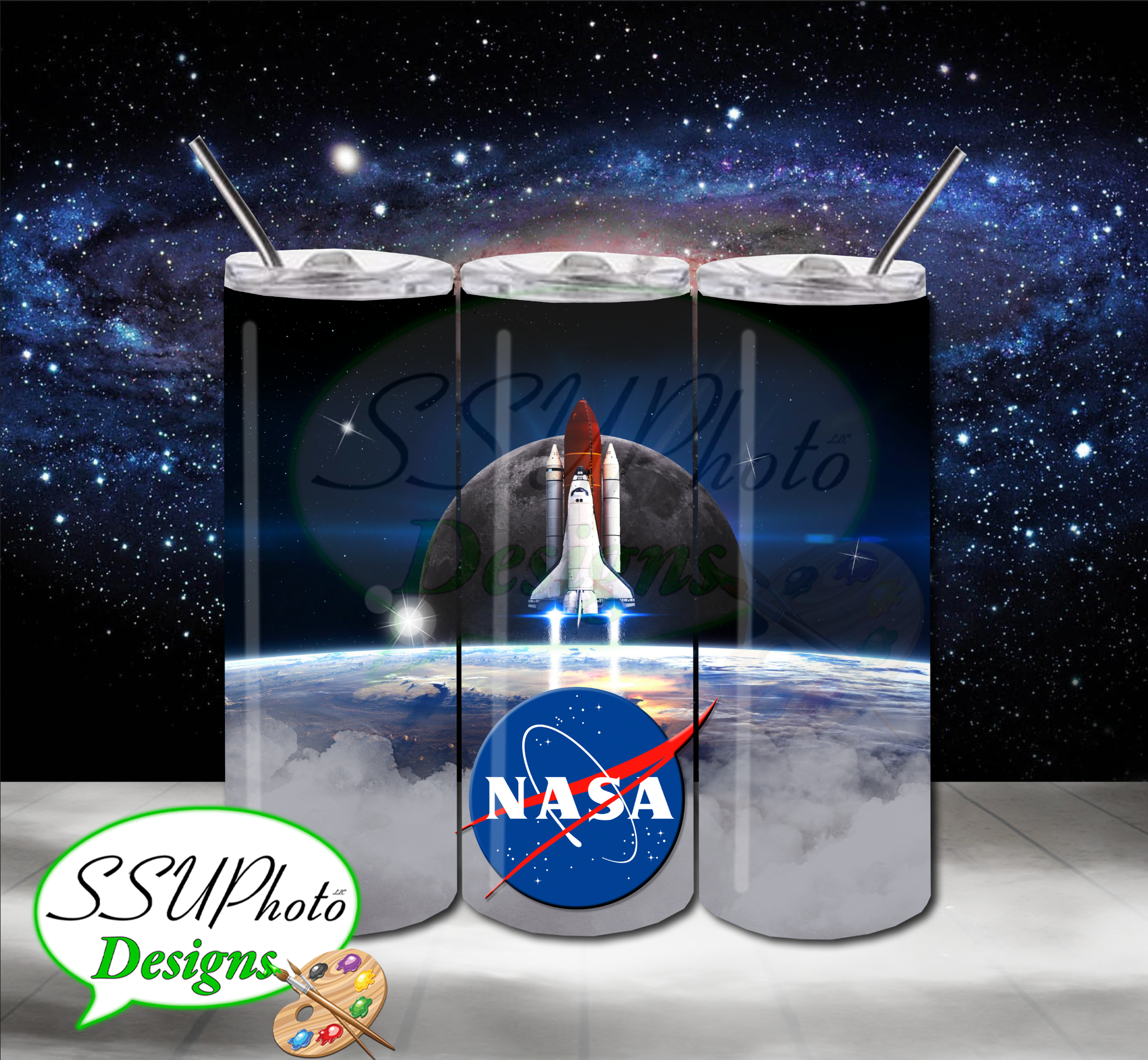Nasa Shuttle 20 OZ Skinny TumblerD Digital Design