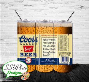 Coors Beer 20 OZ Skinny Tumbler Straight