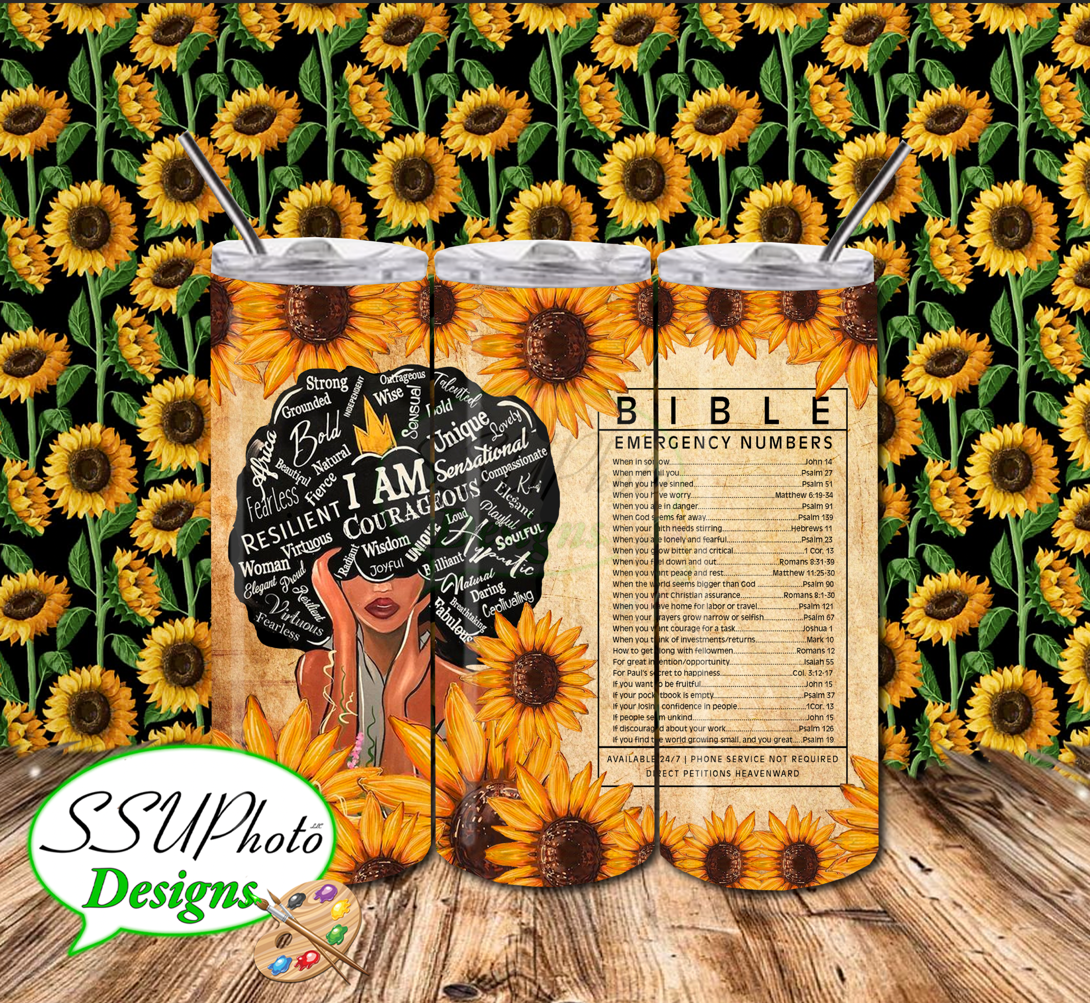 I AM Woman with Bible 20 and 30 OZ Skinny Tumbler straight Digital