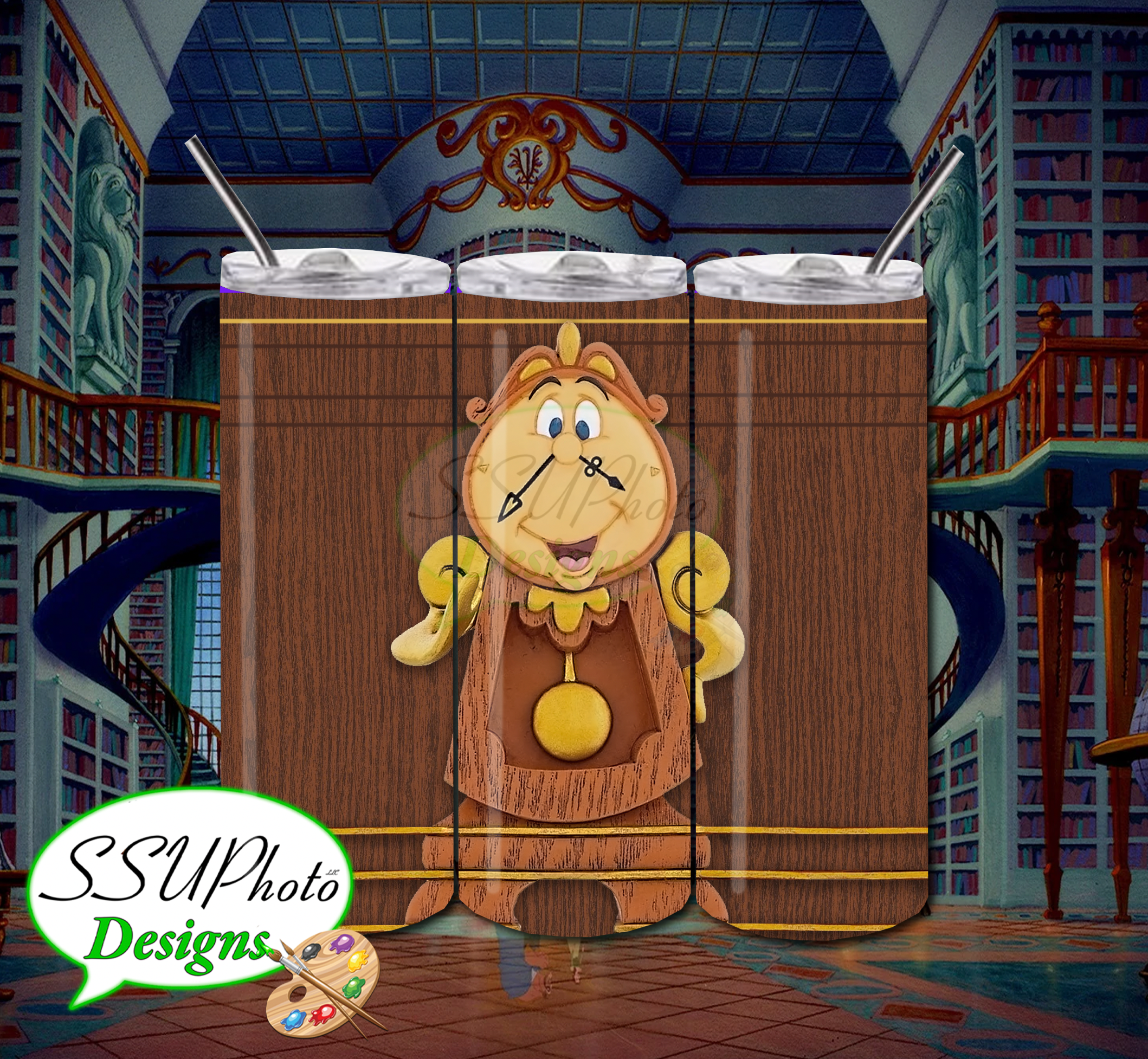 Cogsworth Clock BB 20 OZ Skinny Tumbler Straight Digital