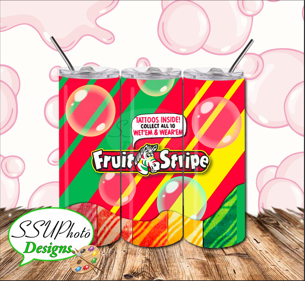 Fruit Stripe Gum Digital 20 OZ Skinny Tumbler Straight