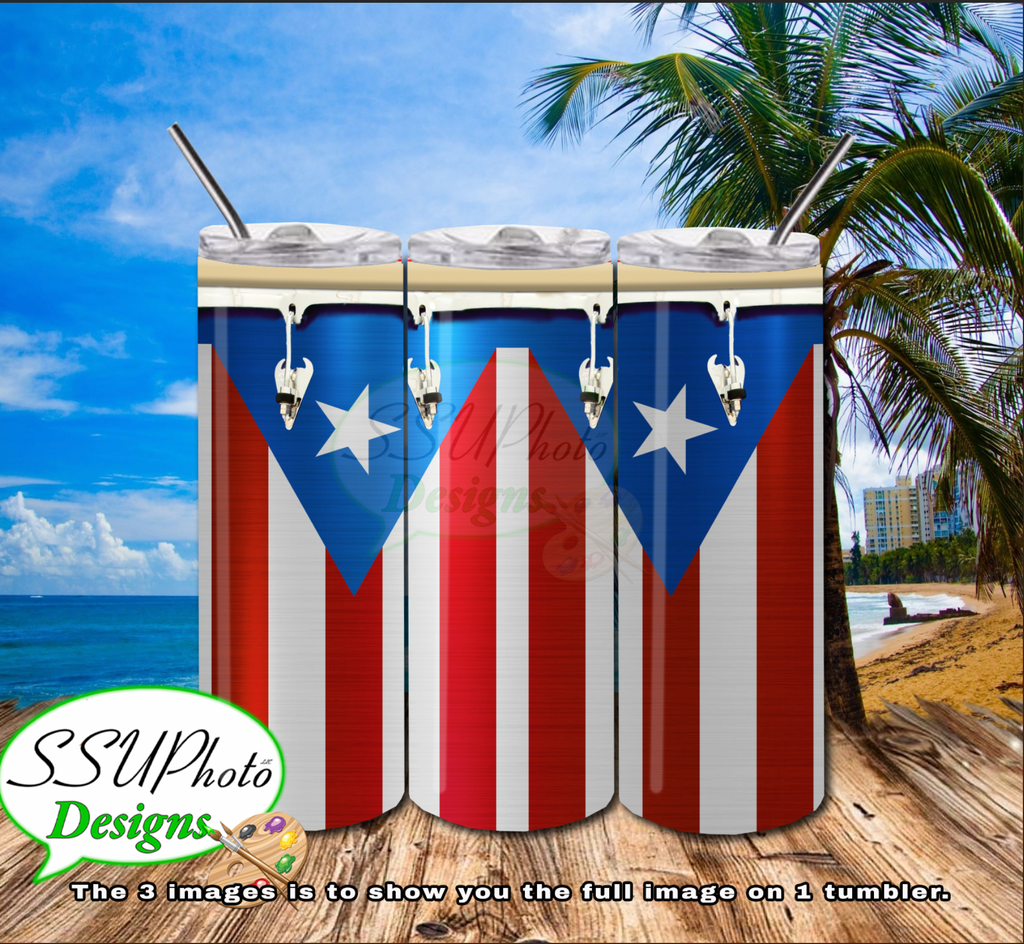 Puerto Rico Dums Digital Design 20 OZ Skinny Tumbler