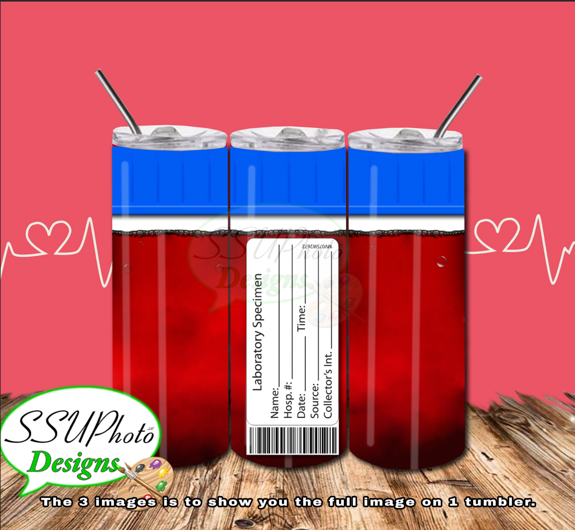 Blood Vials SET Digital Design 20 OZ Skinny Tumbler