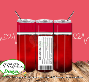 Blood Vials SET Digital Design 20 OZ Skinny Tumbler