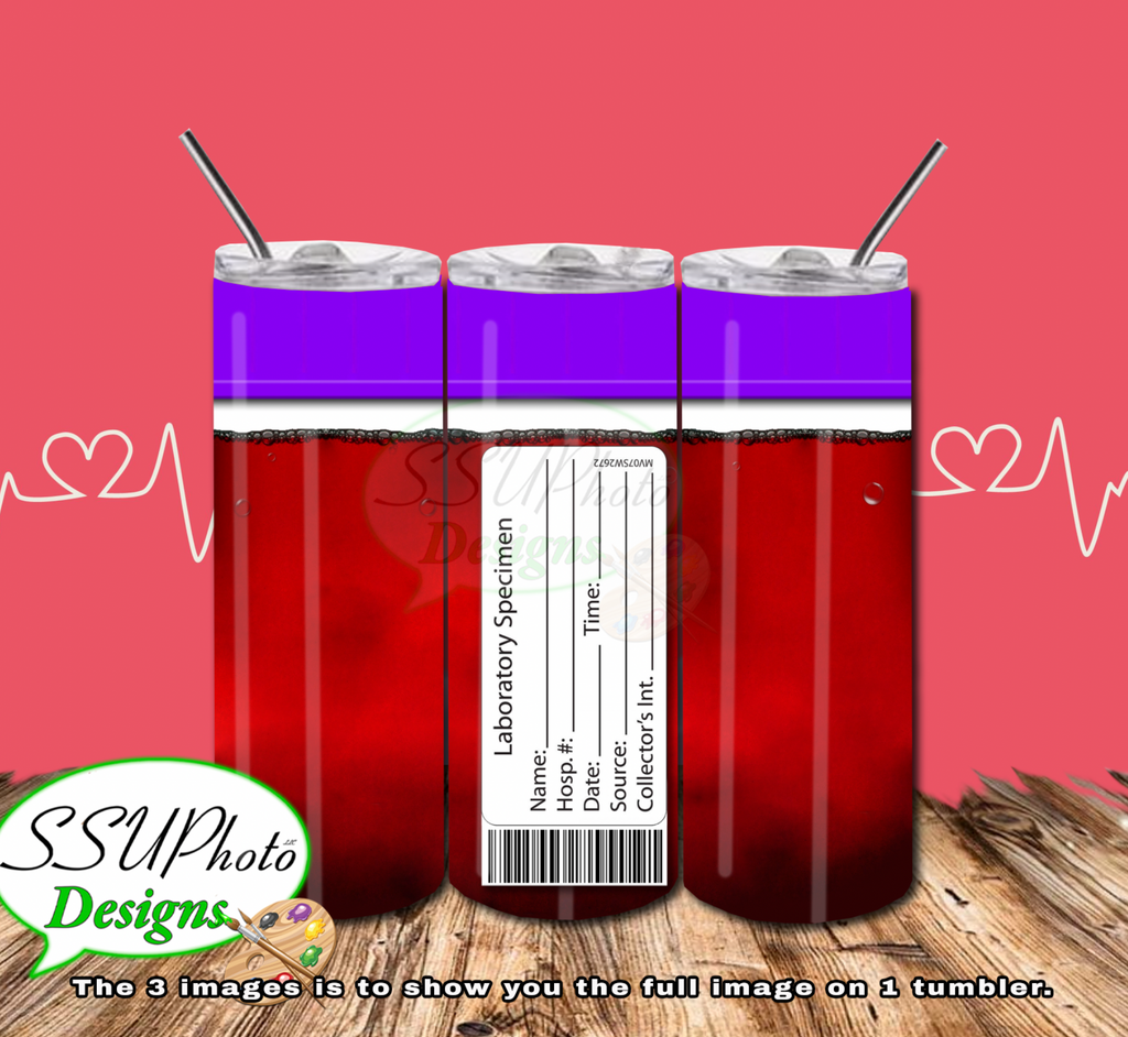 Blood Vials SET Digital Design 20 OZ Skinny Tumbler