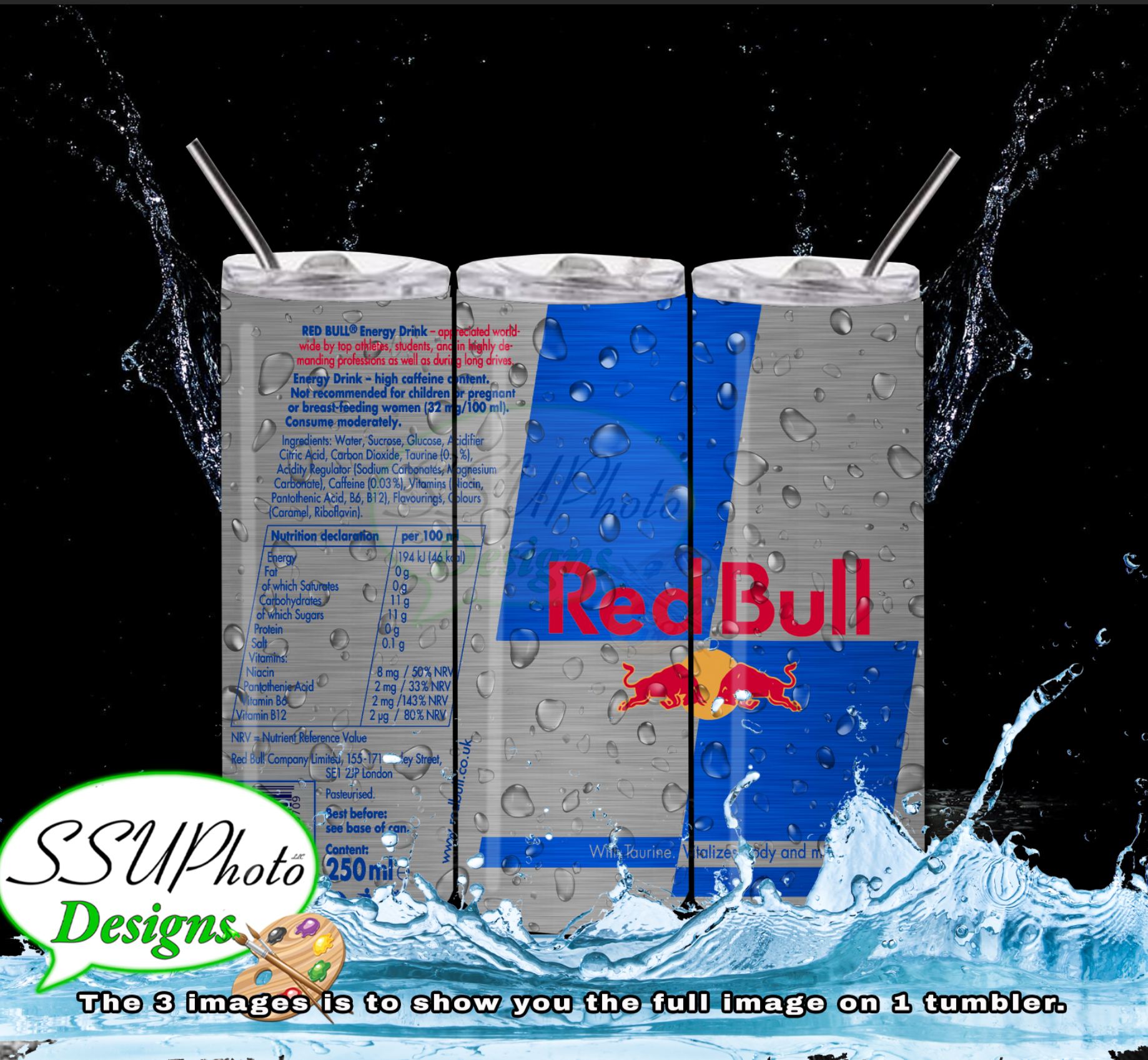 Red Bull Digital Design 20 OZ Skinny Tumbler