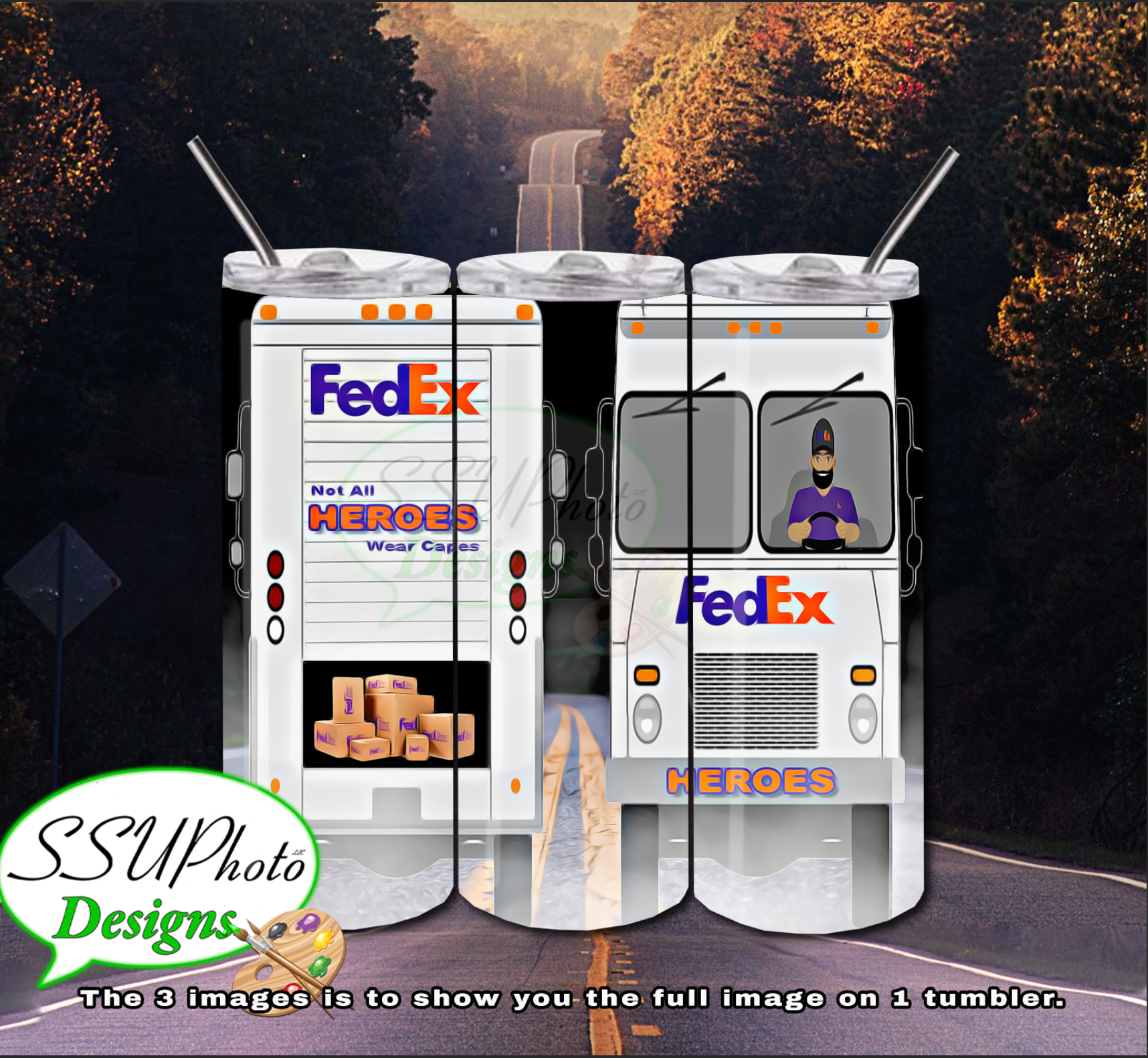 Fedex Truck 20OZ Skinny TumblerD Digital Design