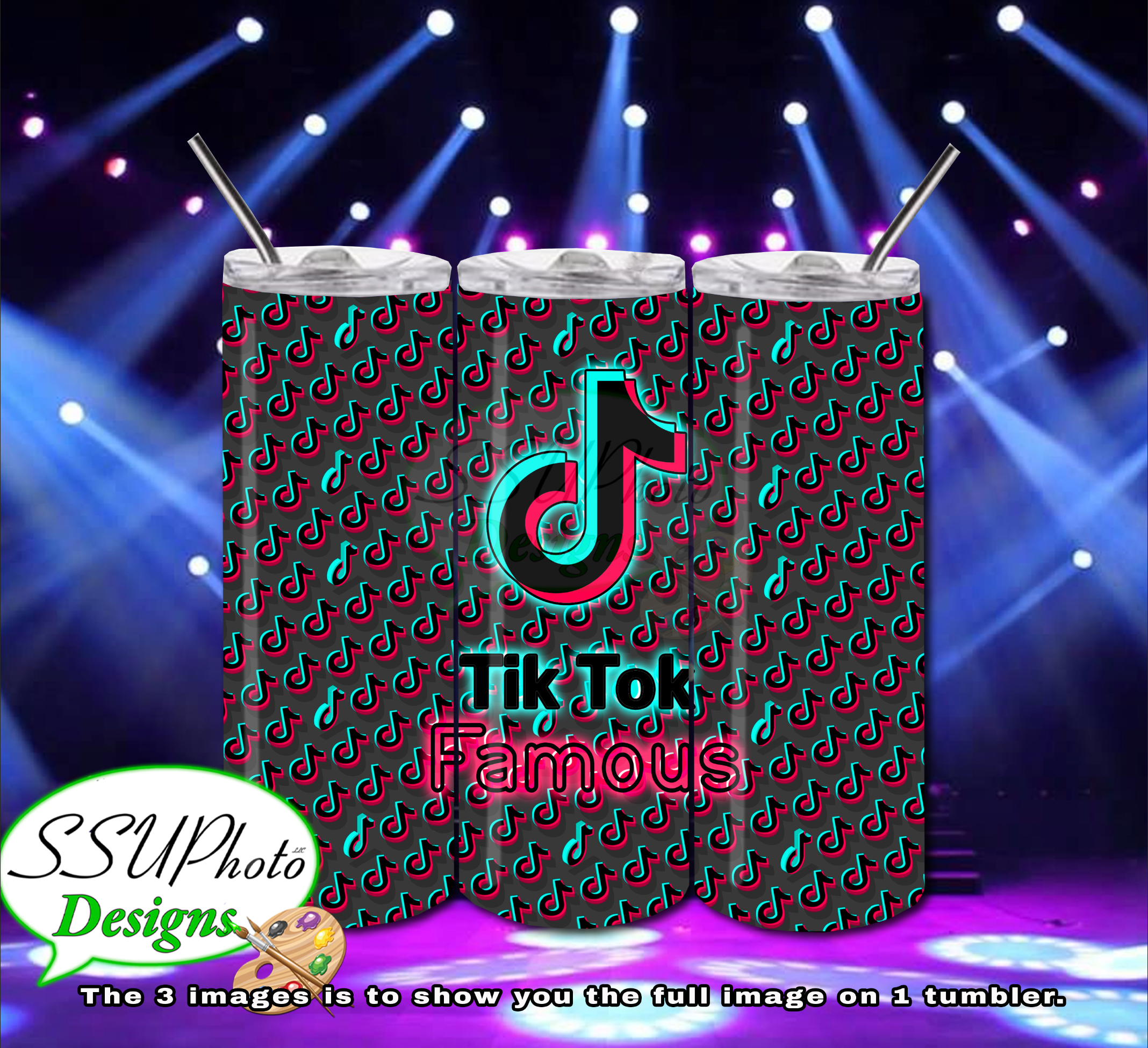 TikTok Famous 20 OZ Skinny TumblerD Digital Design