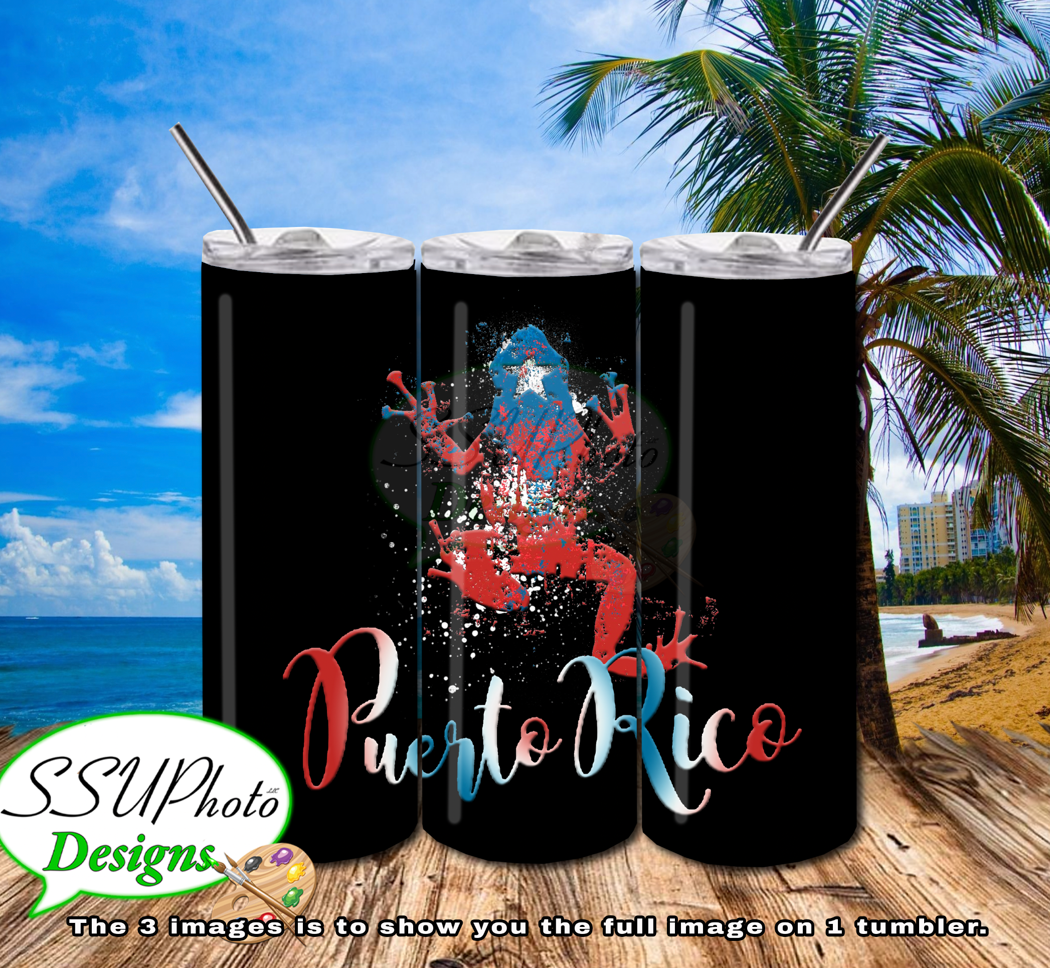 Puerto Rico Collection 1 20 OZ Skinny TumblerD Digital Design