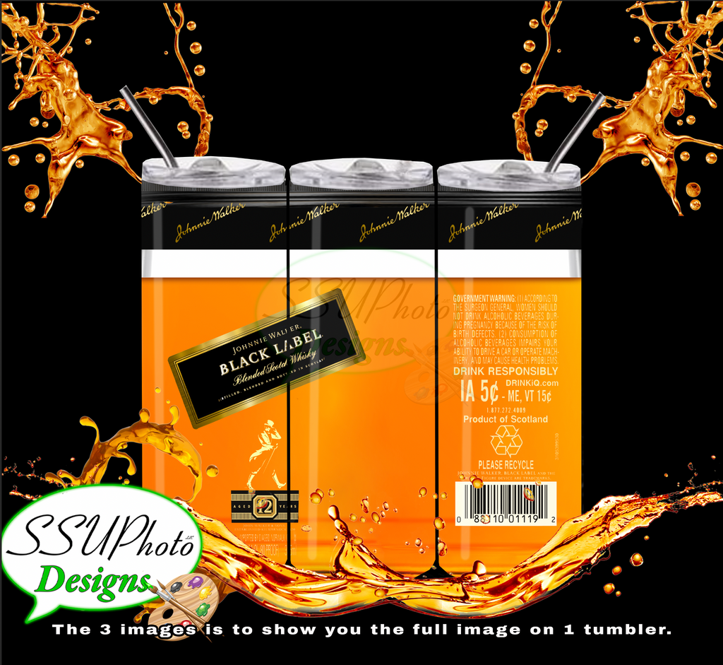 Johnnie Walker Black Label 20 OZ Skinny TumblerD Digital Design