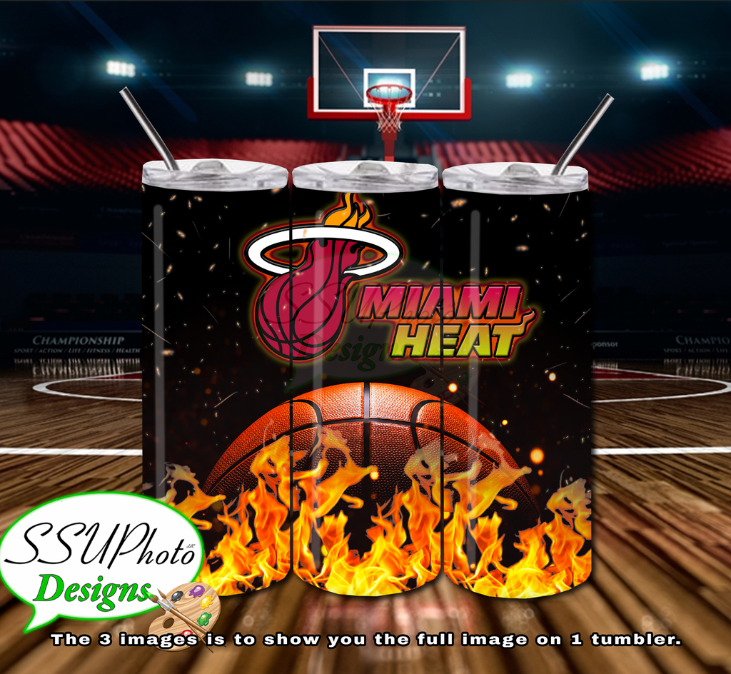 Miami Heat 20 OZ Skinny TumblerD Digital Design