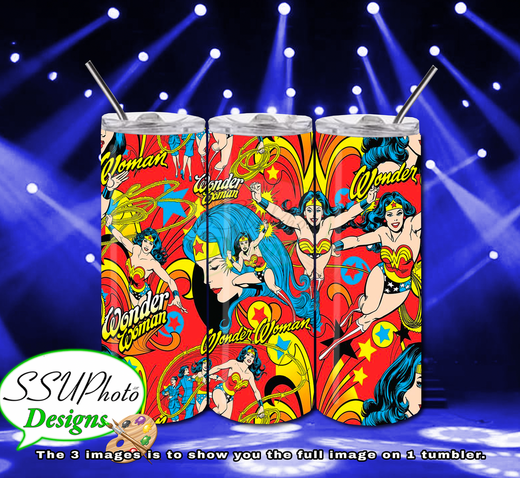 Wonder Woman Old School 20 OZ Skinny TumblerD Digital Design