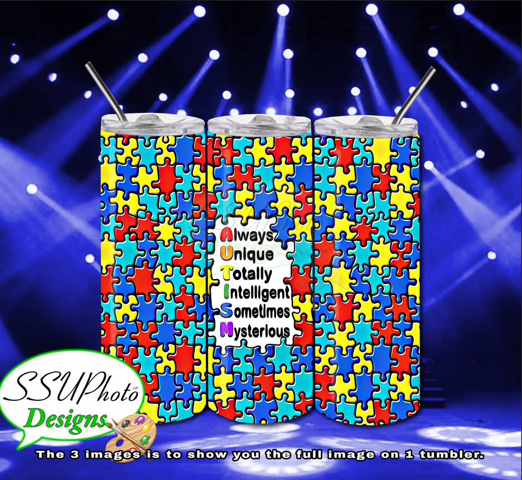 Autism 2 20 OZ Skinny TumblerD Digital Design