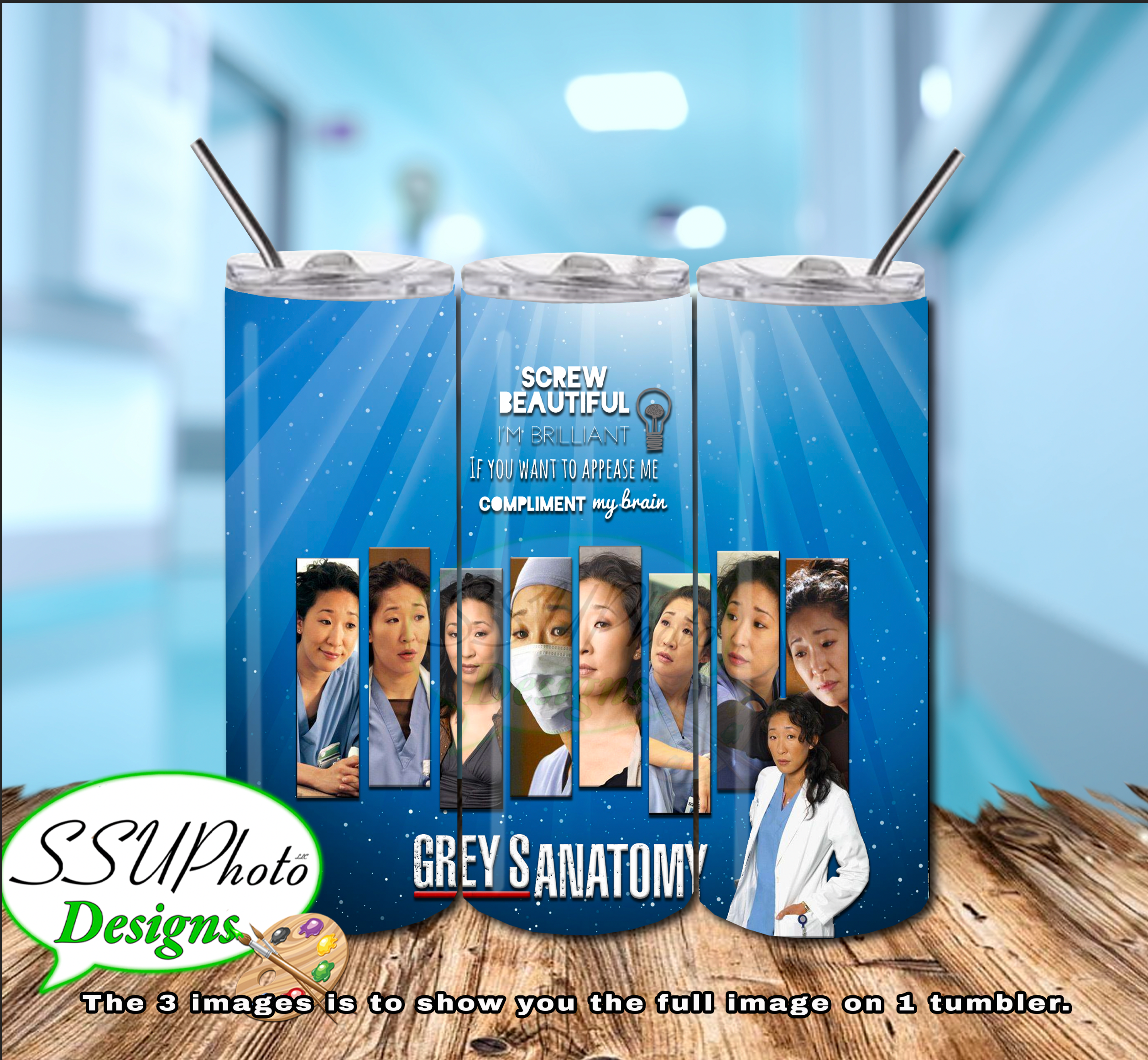 Greys Collection 20 OZ Skinny TumblerD Digital Design