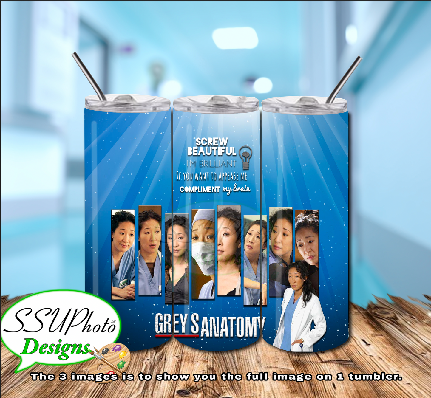 Greys Collection 20 OZ Skinny TumblerD Digital Design