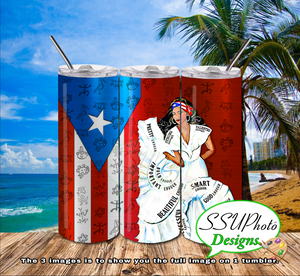 Puerto Rico Girl  20 OZ Skinny TumblerD Digital Design