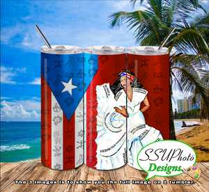 Puerto Rico Girl  20 OZ Skinny TumblerD Digital Design