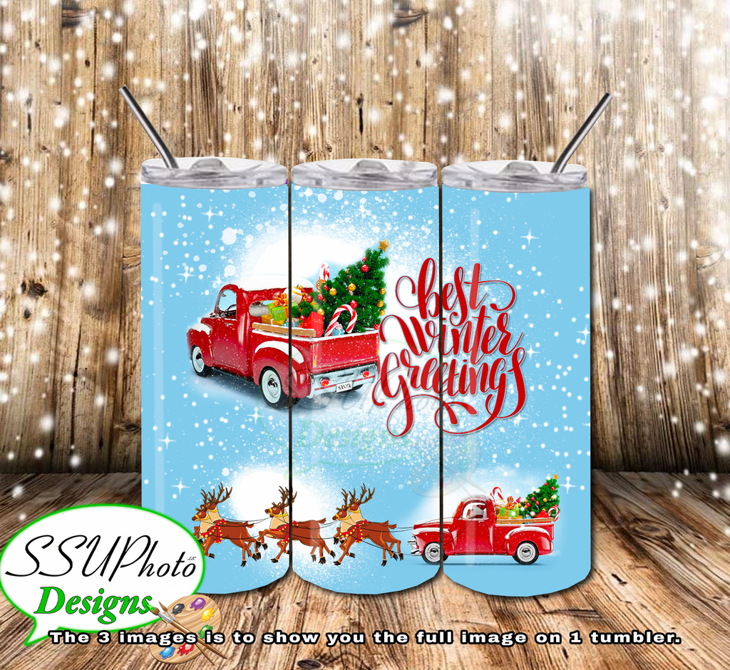 Winter Greetings 20 OZ Skinny TumblerD Digital Design