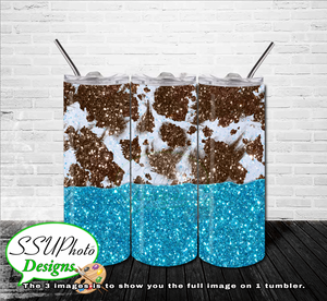 Glitter Cow 20 OZ Skinny TumblerD Digital Design