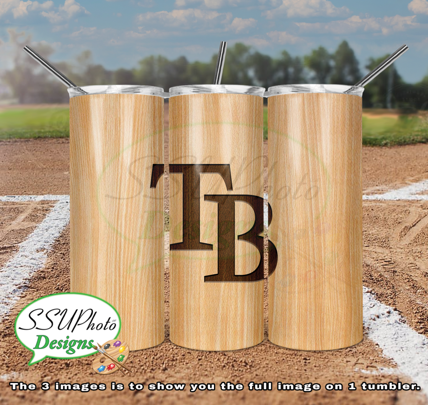 Baseball Bat Complete Set 20 OZ Skinny TumblerD Digital Design