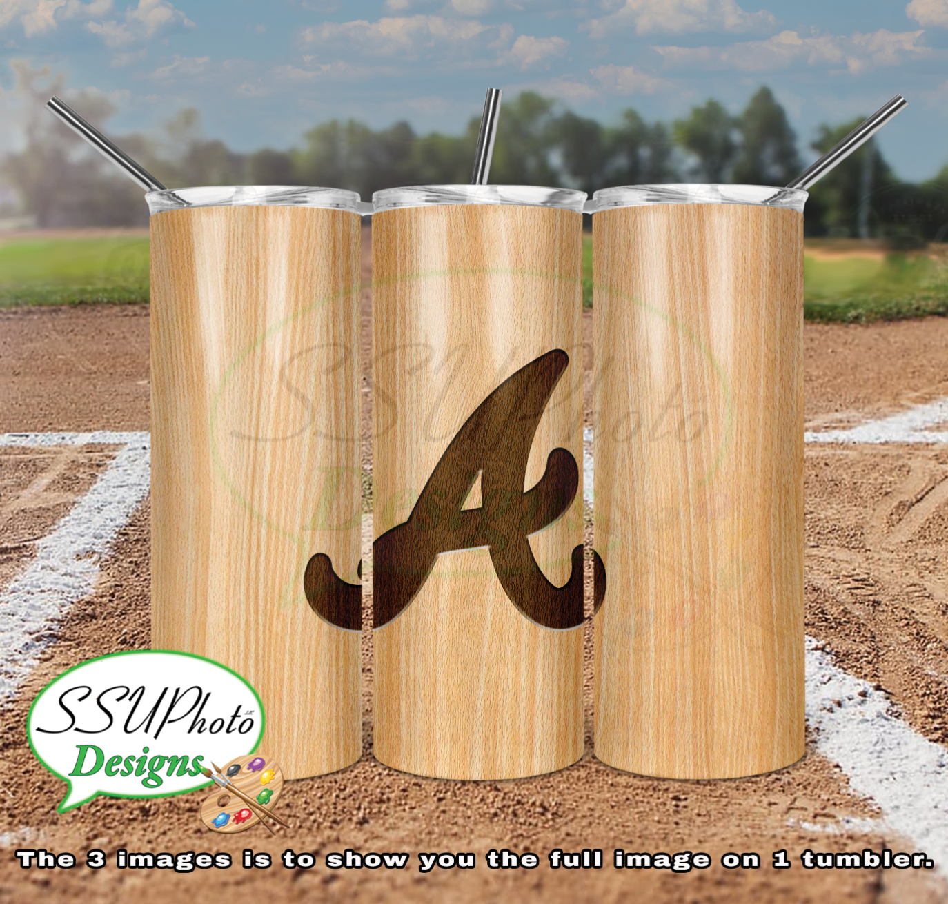 Baseball Bat Complete Set 20 OZ Skinny TumblerD Digital Design