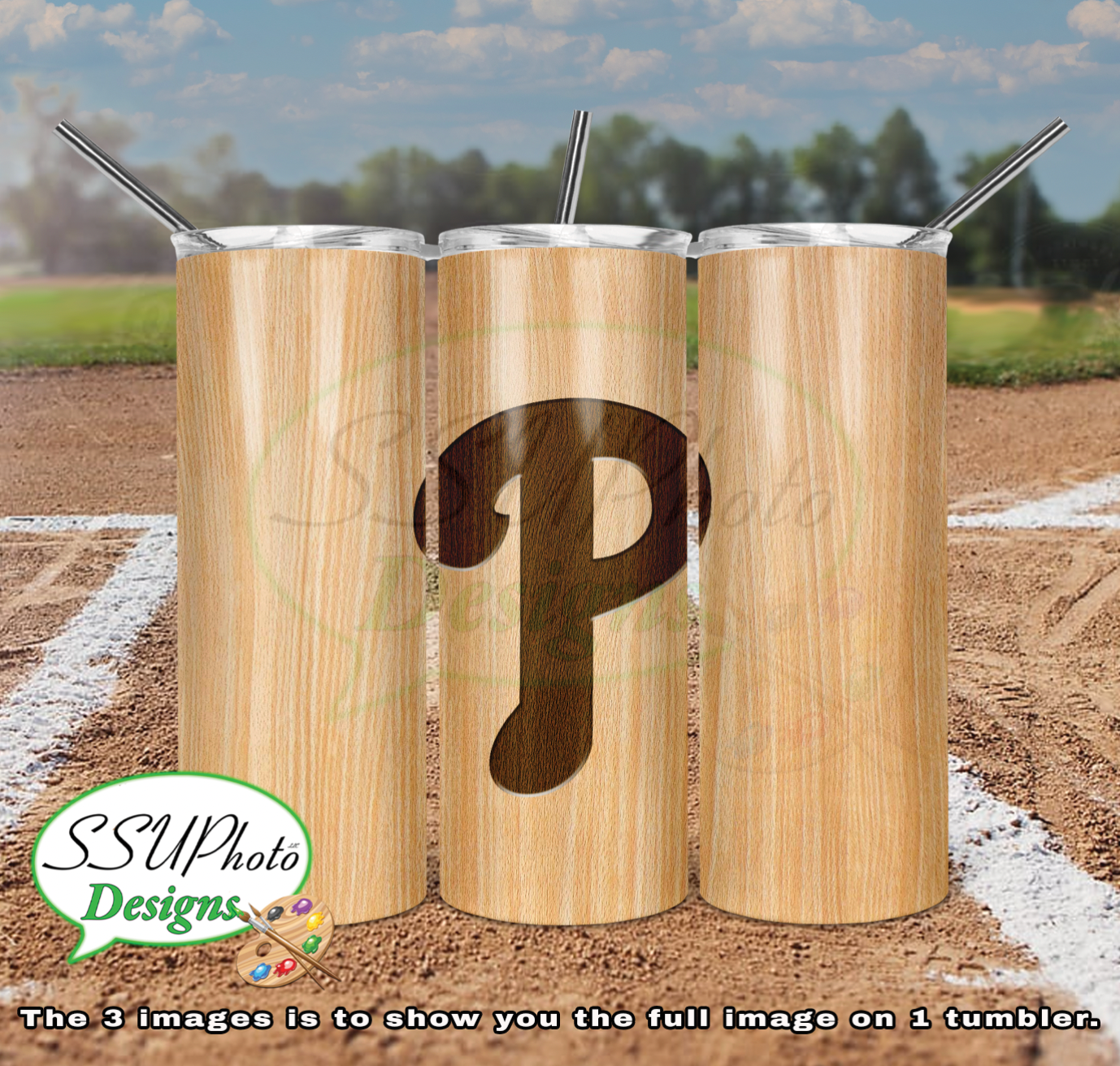 Baseball Bat Complete Set 20 OZ Skinny TumblerD Digital Design
