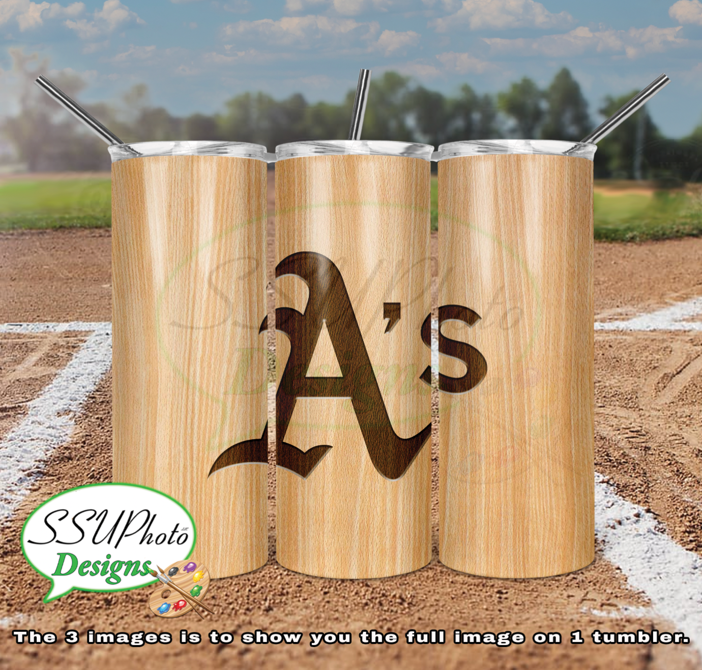 Baseball Bat Complete Set 20 OZ Skinny TumblerD Digital Design