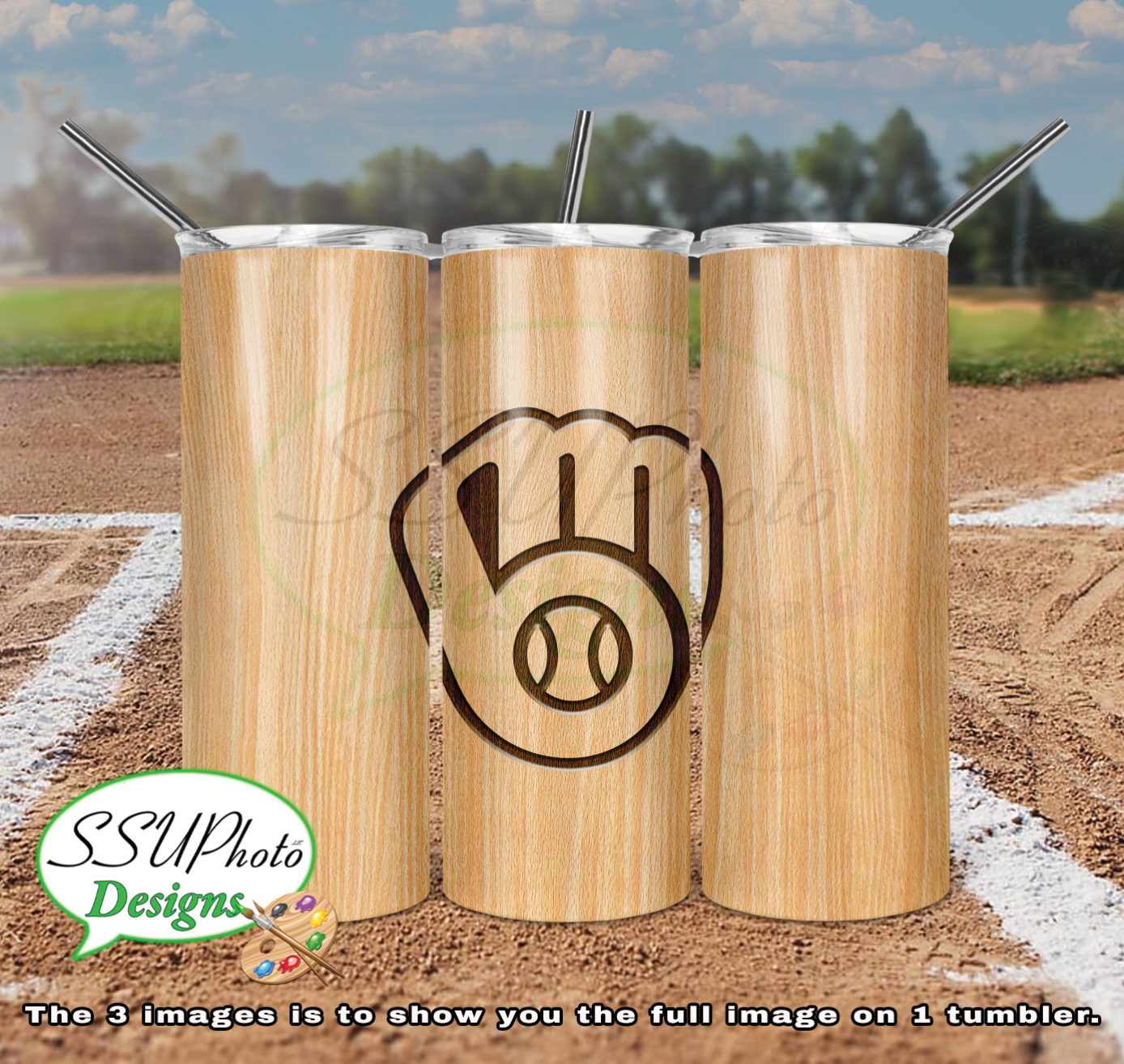 Baseball Bat Complete Set 20 OZ Skinny TumblerD Digital Design