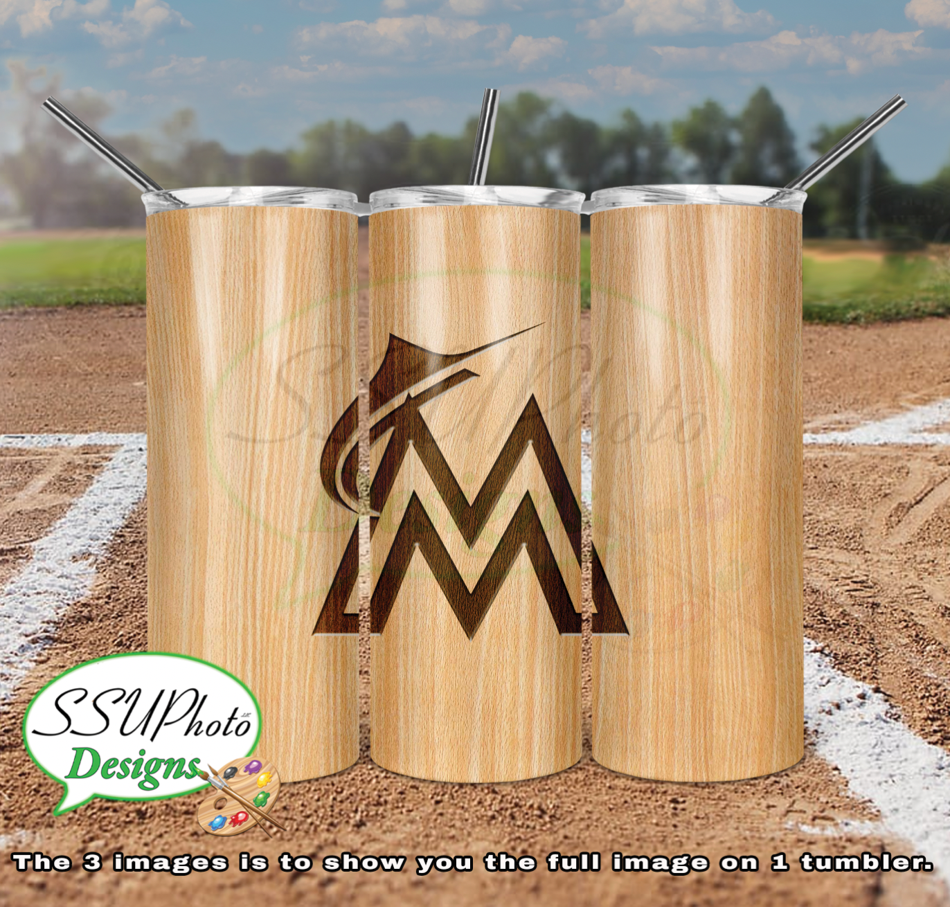 Baseball Bat Complete Set 20 OZ Skinny TumblerD Digital Design