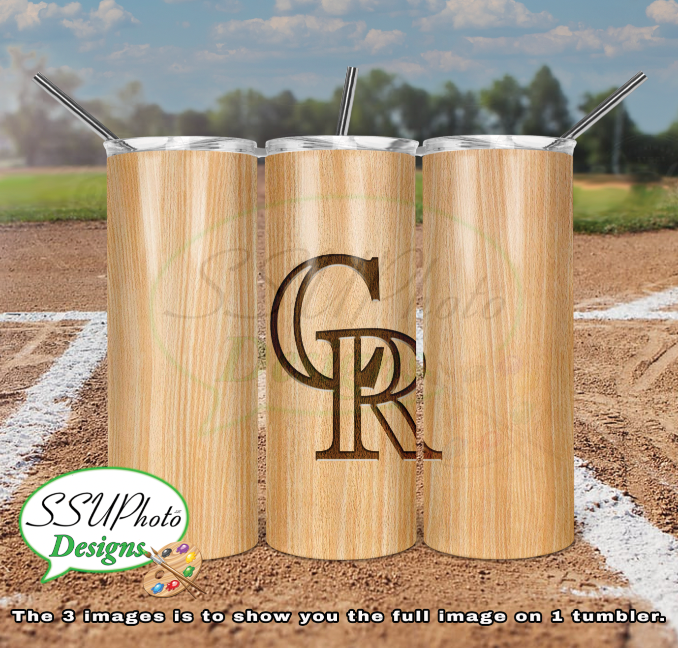 Baseball Bat Complete Set 20 OZ Skinny TumblerD Digital Design